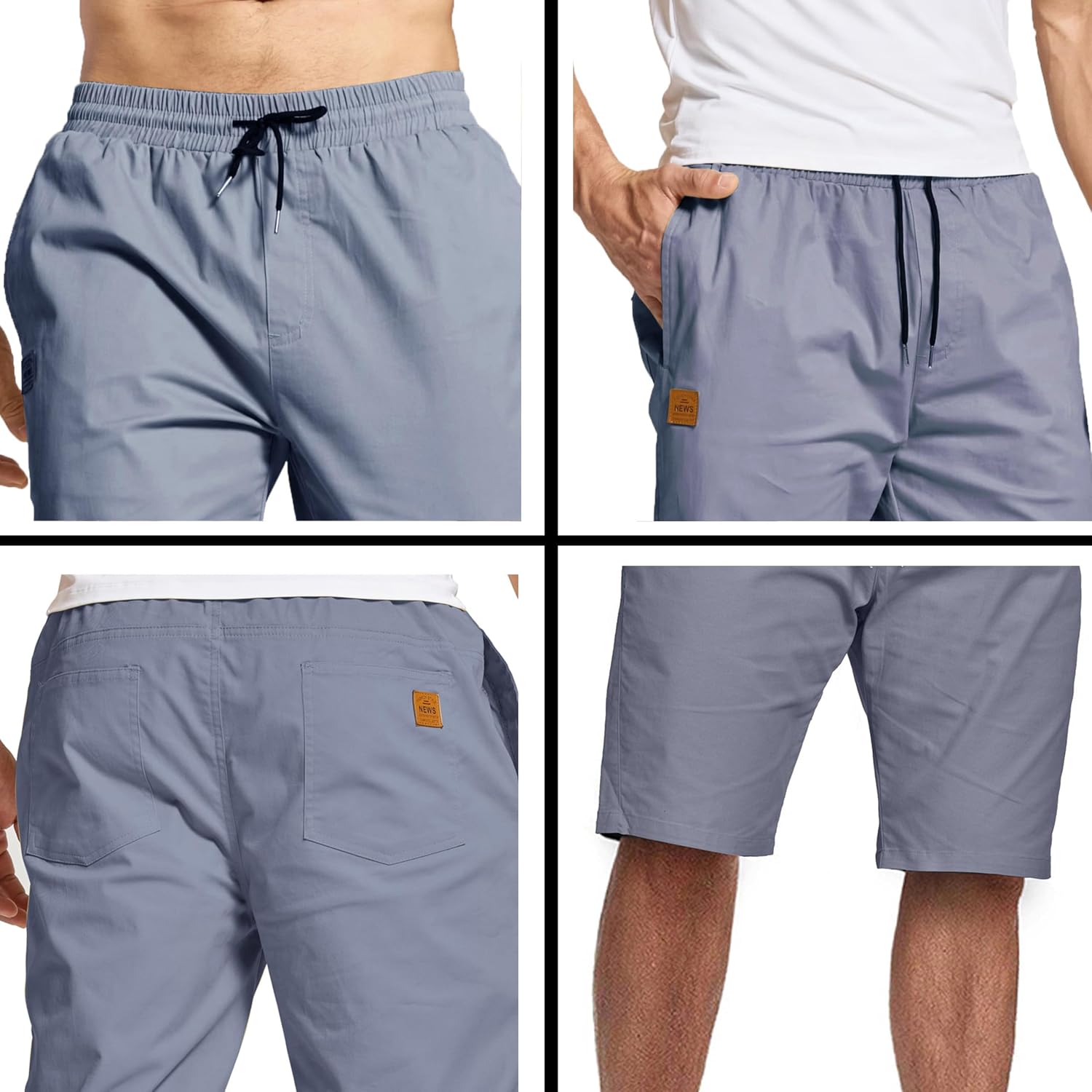 Detalle de ZOXOZ Kurze Hose Herren Shorts Sommer – Chino-Style mit elastischer Taille und vier Taschen