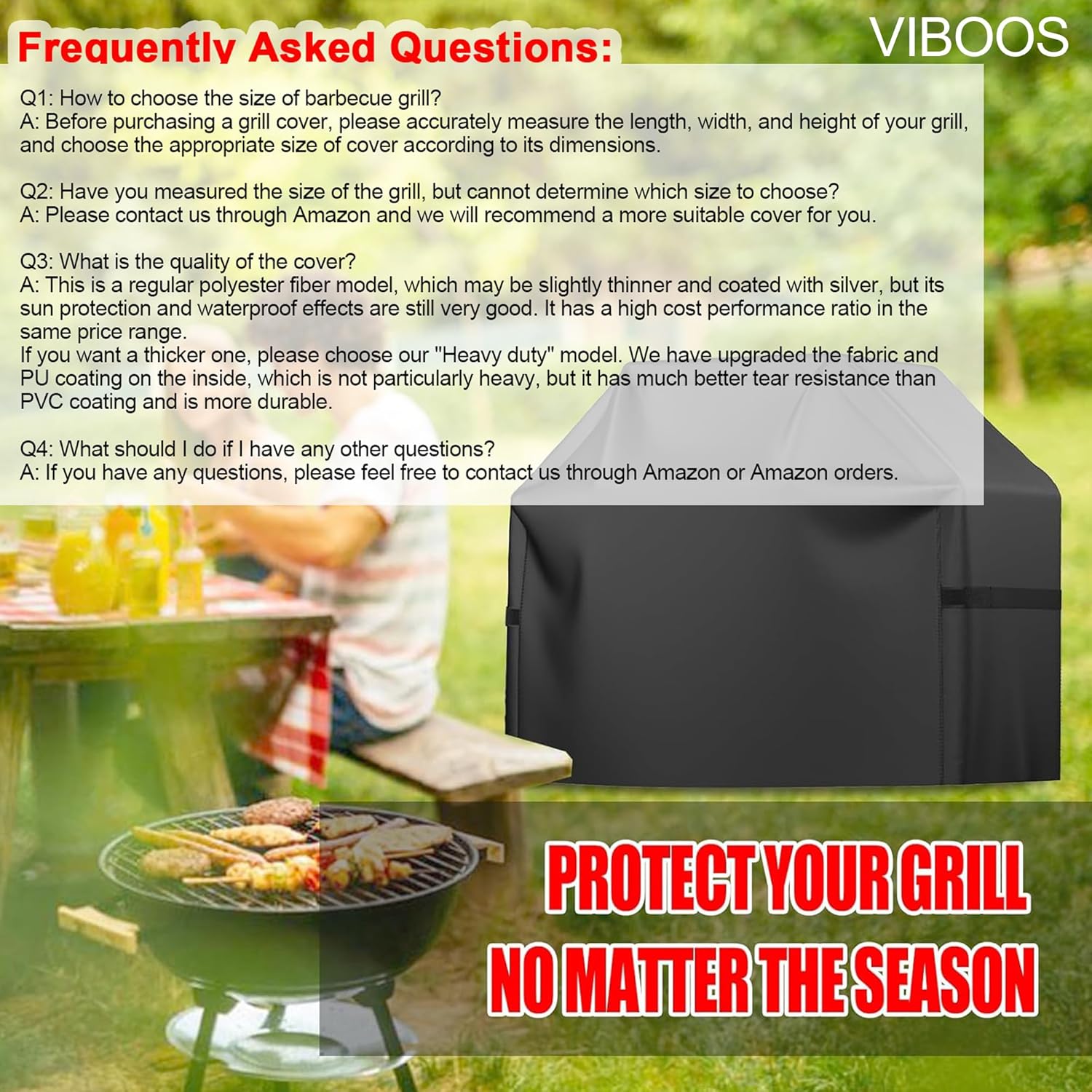 Thumbnail 6 de 58-inch BBQ Gas Grill Cover (Waterproof, Anti-UV, Rip-Proof) with Hook-and-Loop Straps & Drawstring