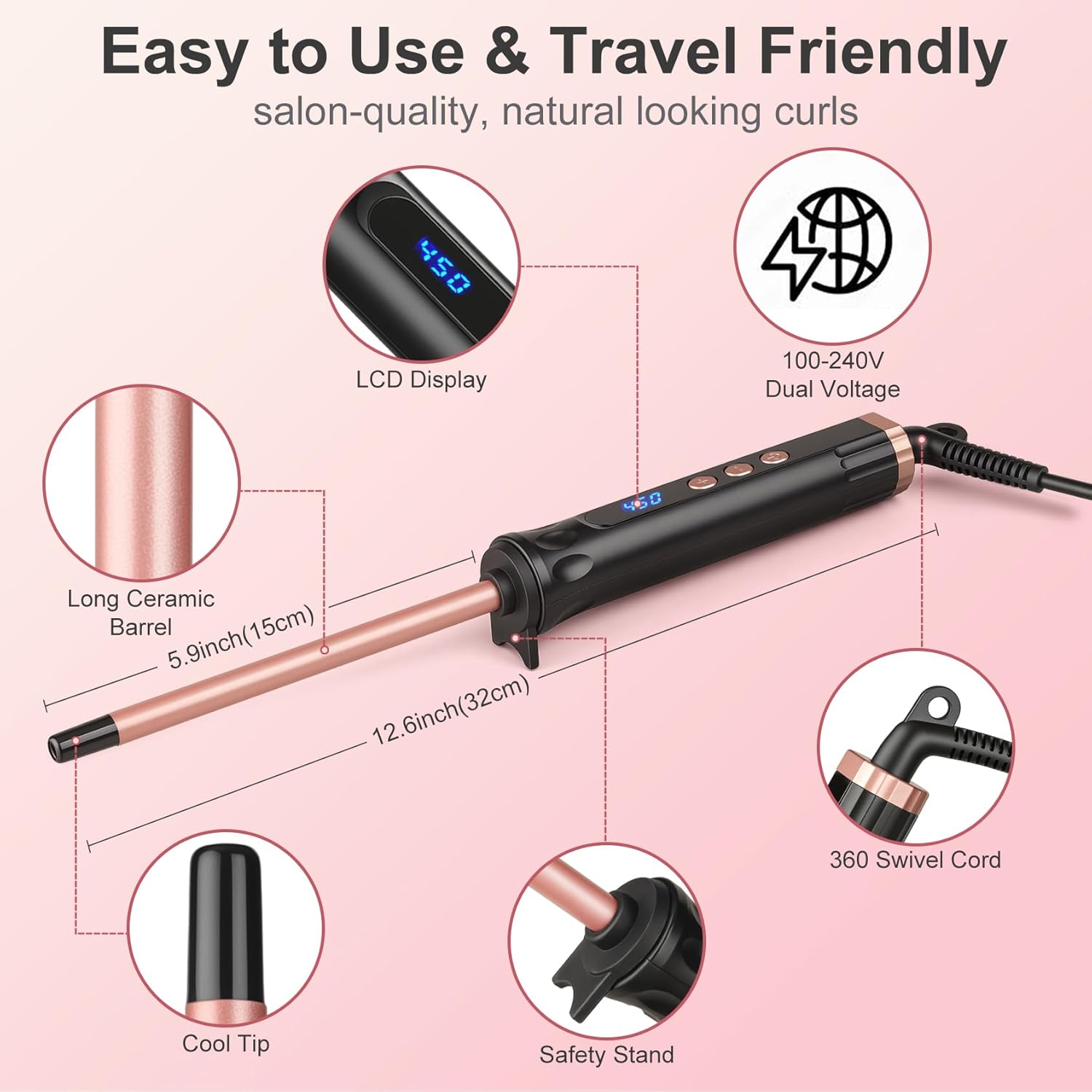 Thumbnail 5 de YEGUBEGU 9mm ceramic curling wand
