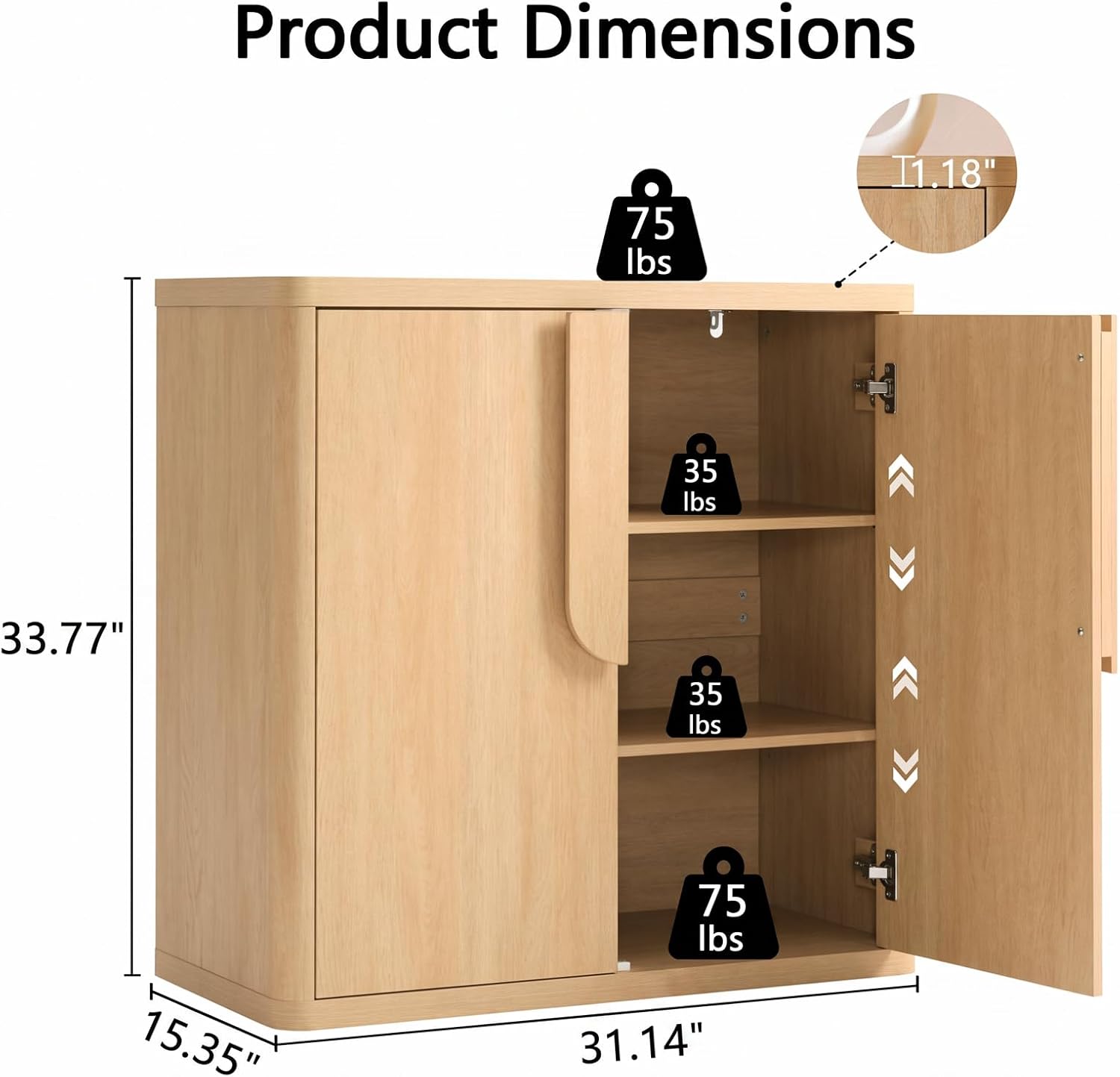 Thumbnail 2 de NOWABAY Sideboard Cabinet 31.14-Inch