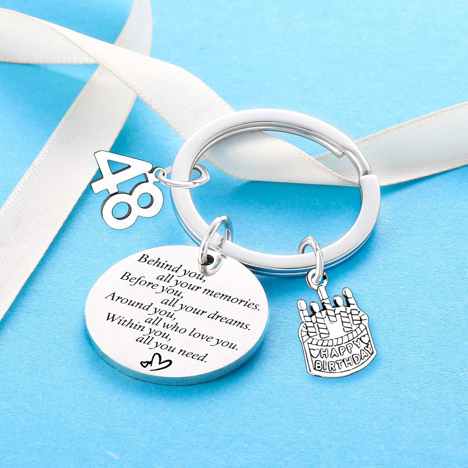 Detalle de Nimteve Birthday Keyring – Inspirational Stainless Steel Gift for Women, Girls and Mum