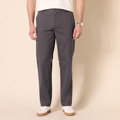Detalle 2 de Amazon Essentials Men's Straight Fit Wrinkle-Resistant Chino Trousers — Grey, 33W / 32L