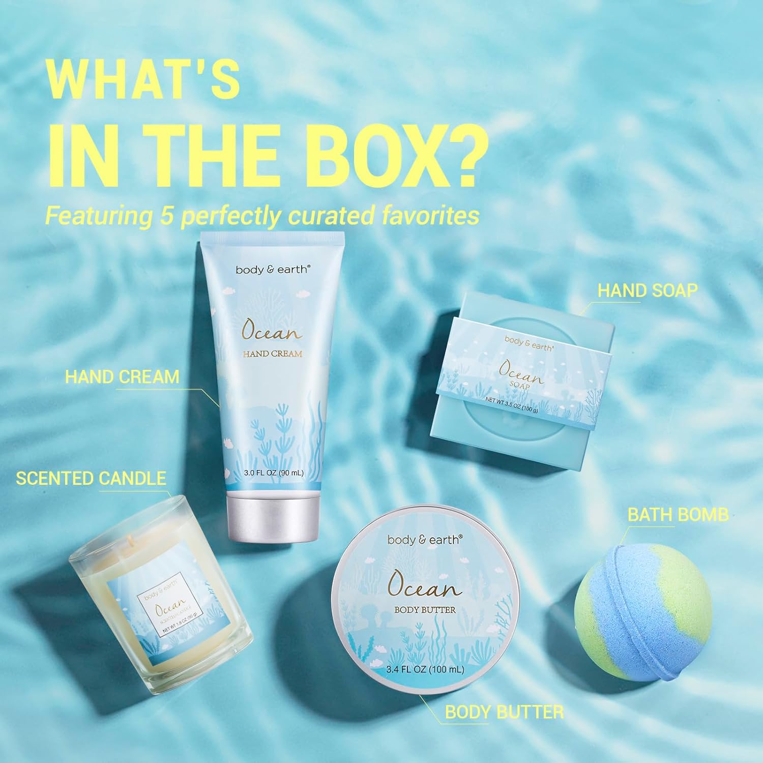 Detalle de BODY & EARTH BE-BP-044 Ocean Scent Bath & Body Gift Set, 5 Pieces
