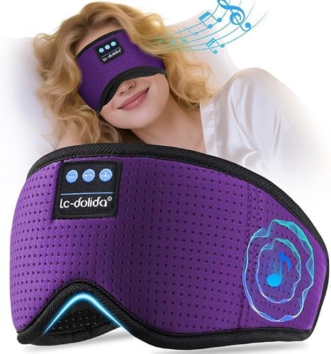 Detalle de LC-dolida Bluetooth Sleep Mask Headphones: Total Blackout for Travel & Nap
