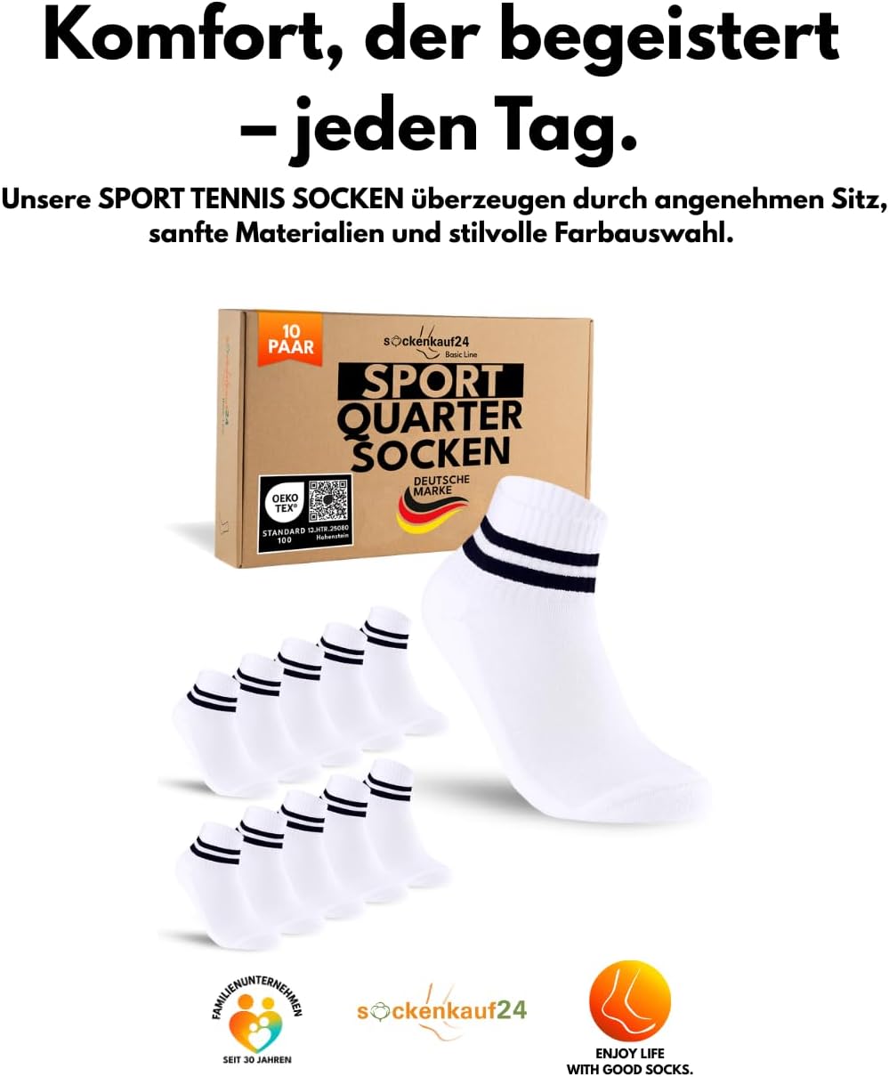 Thumbnail 5 de sockenkauf24 10 Paar kurze Sportsocken Quarter Tennissocken – atmungsaktiv, robust und komfortabel