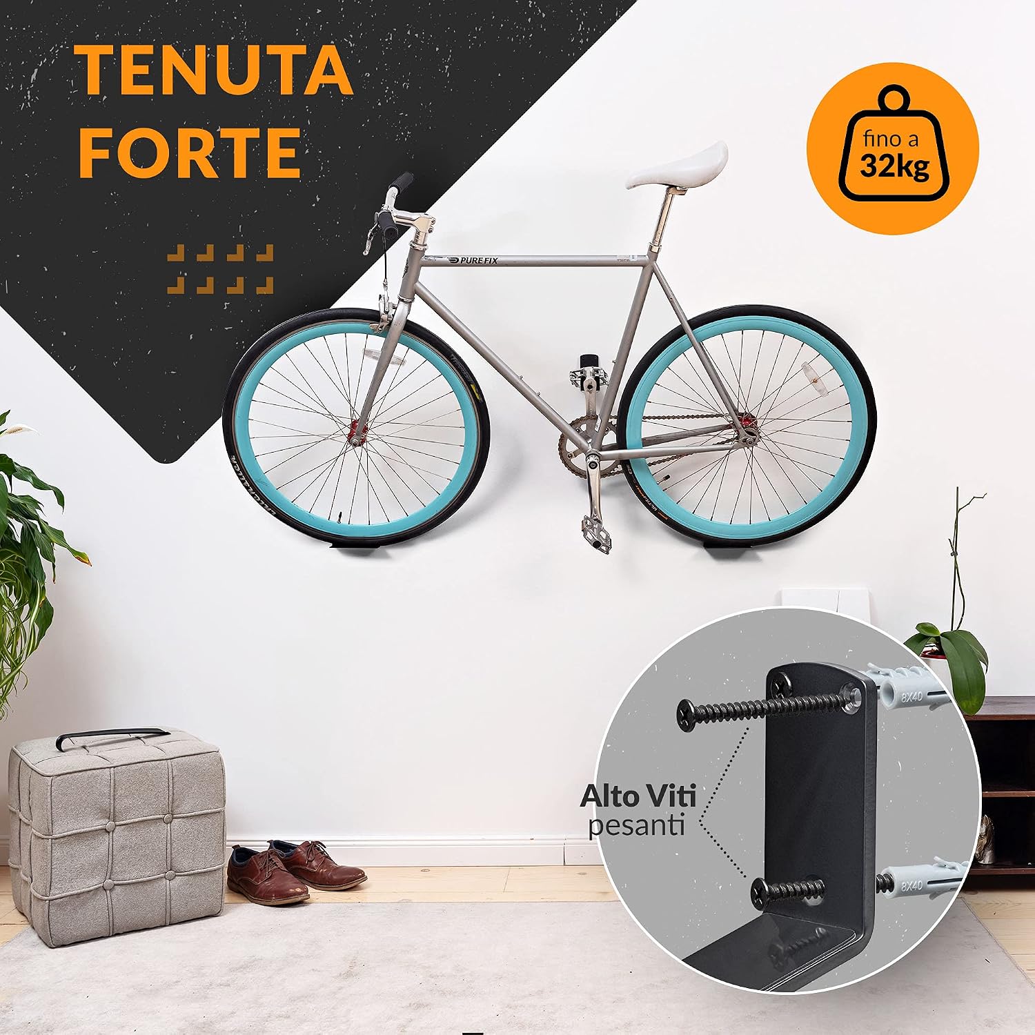 Detalle de Upgrade4cars Appendi Bici da Muro 50 kg