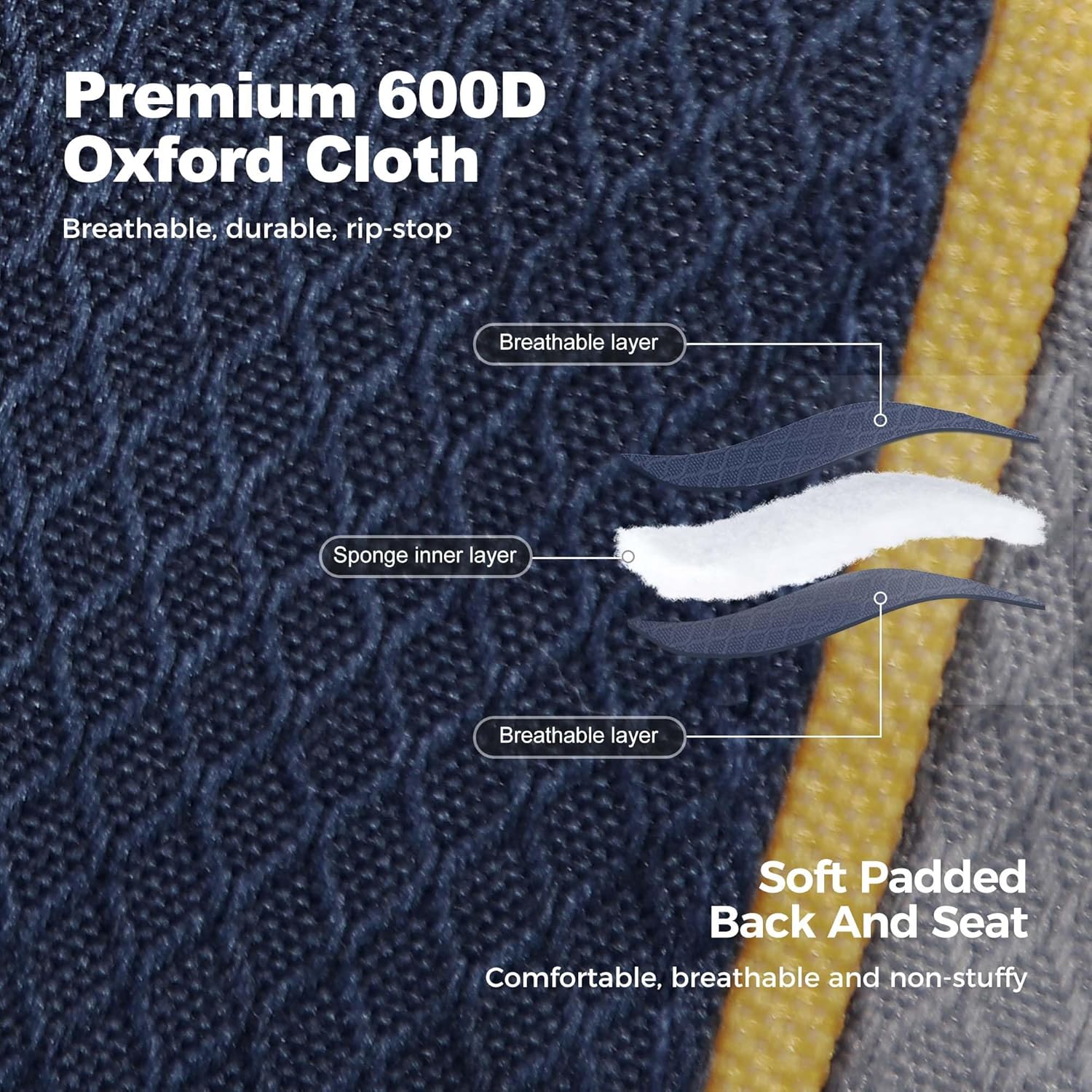 Thumbnail 4 de LET'S CAMP Folding Camping Chair Oversized 450 LBS Capacity (2-Pack) with Cup Holder, Storage & Cooler Bag