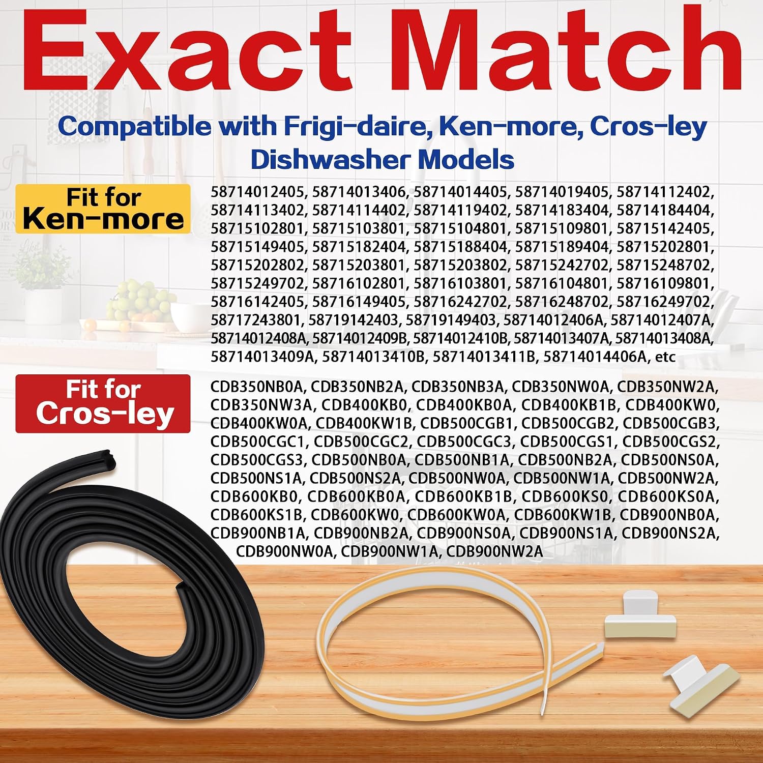 Thumbnail 6 de 154827601 Dishwasher Bottom Door Seal Kit with Lower Seal and Splash Shields