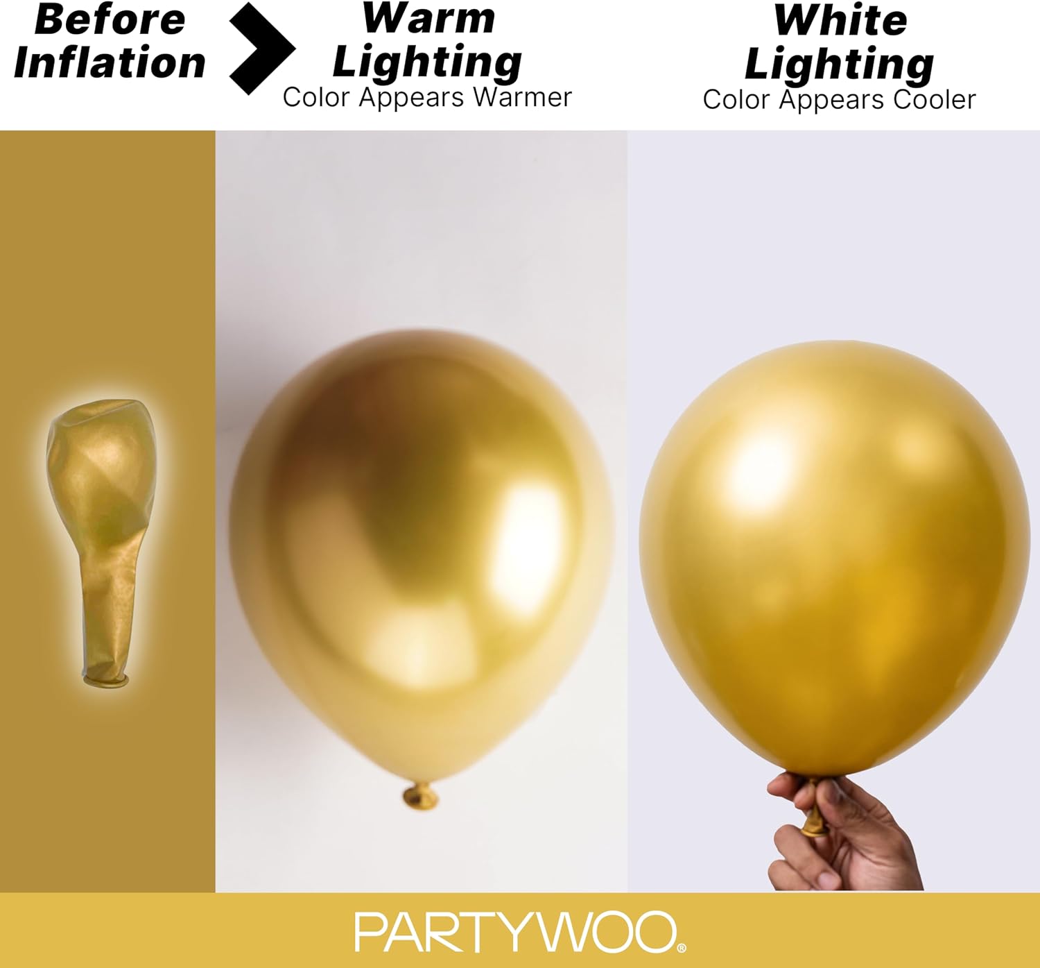 Thumbnail 2 de PartyWoo Gold-G101 Metallic Gold Balloons, 155-Piece Set in Four Sizes