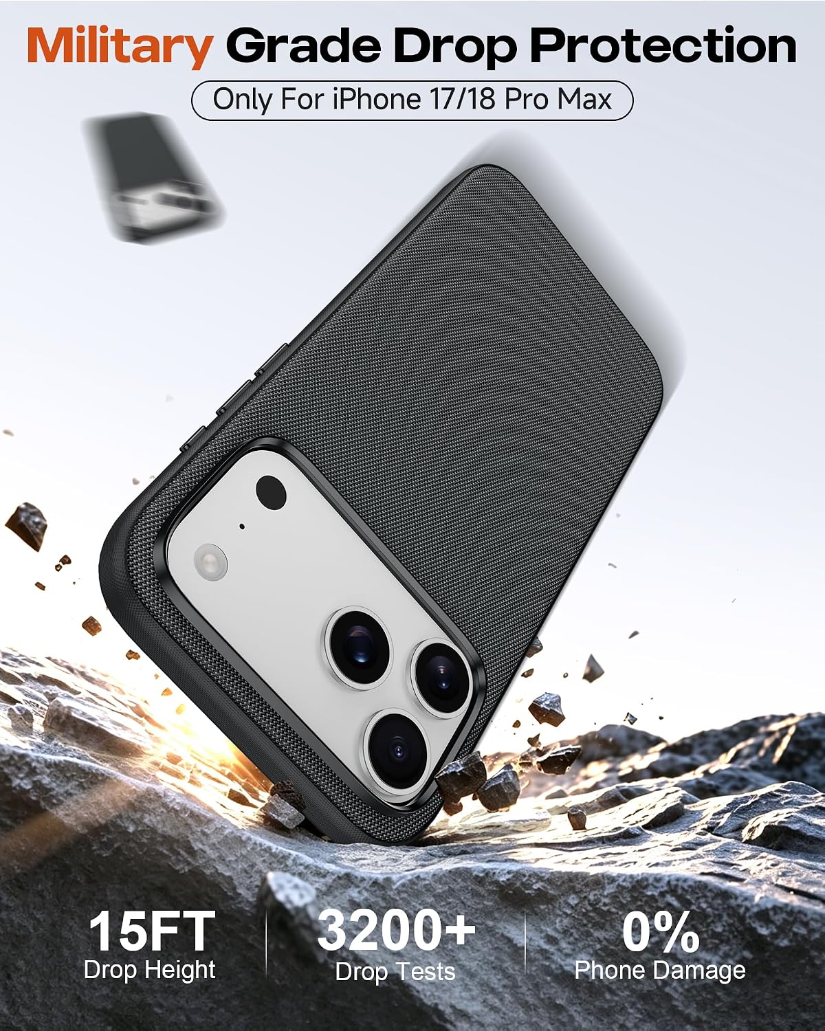 Detalle 2 de LeYi TechWoven Case for iPhone 18 Pro Max / iPhone 17 Pro Max with MagSafe, Black