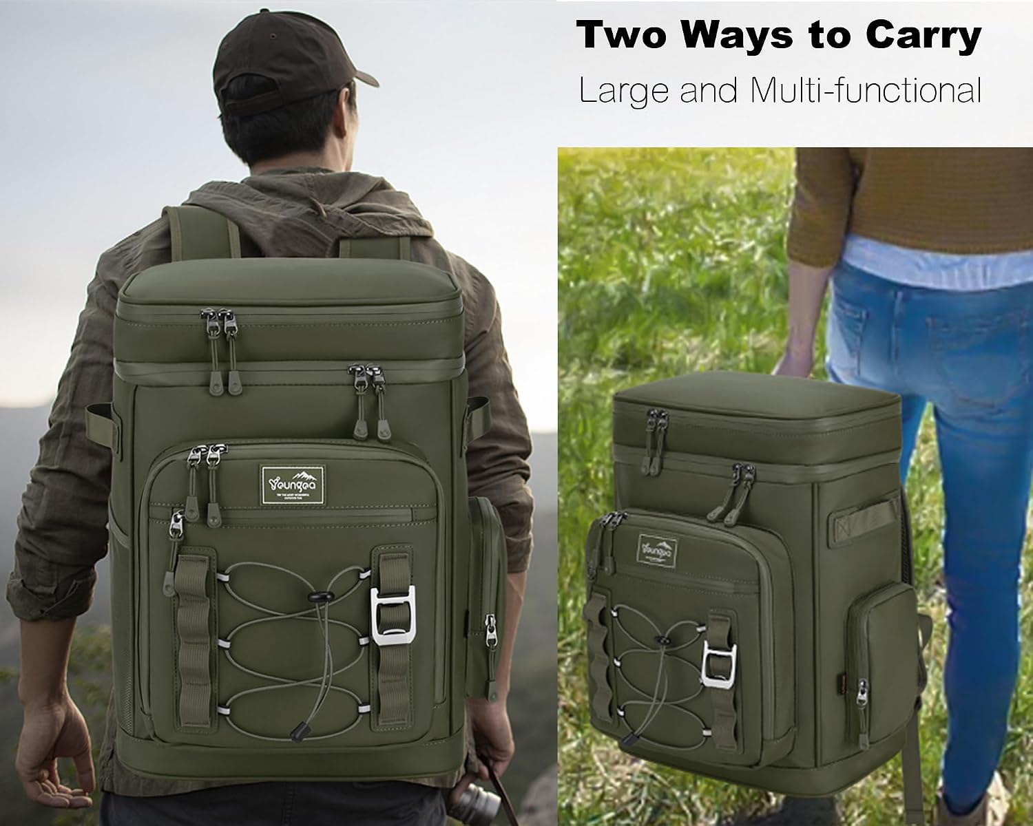 Detalle 2 de Youngoa Sac à Dos Isotherme 30L – Glacière étanche pour pique-nique, camping et randonnée