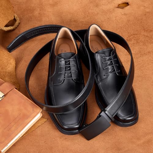 Detalle de VATAN Ceinture Homme Réglable à Cliquet en Cuir – Classique, Noir, 115 cm (34-38')
