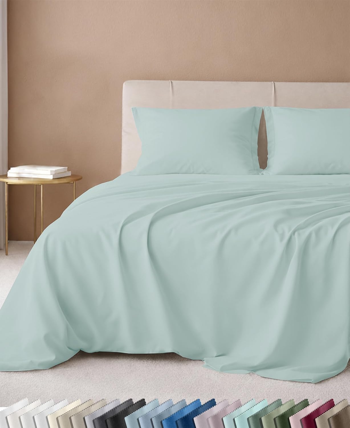 Detalle de California Design Den 840307199898 600 Thread Count California King Cotton Sheets, Aqua
