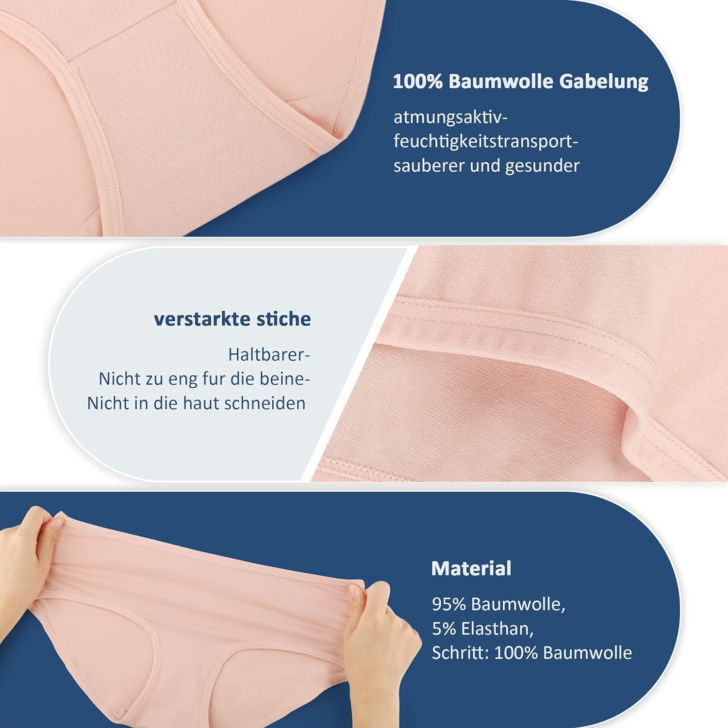Detalle de TUUHAW lot de 6 culottes femme midi en coton et élasthanne (taille XXL)