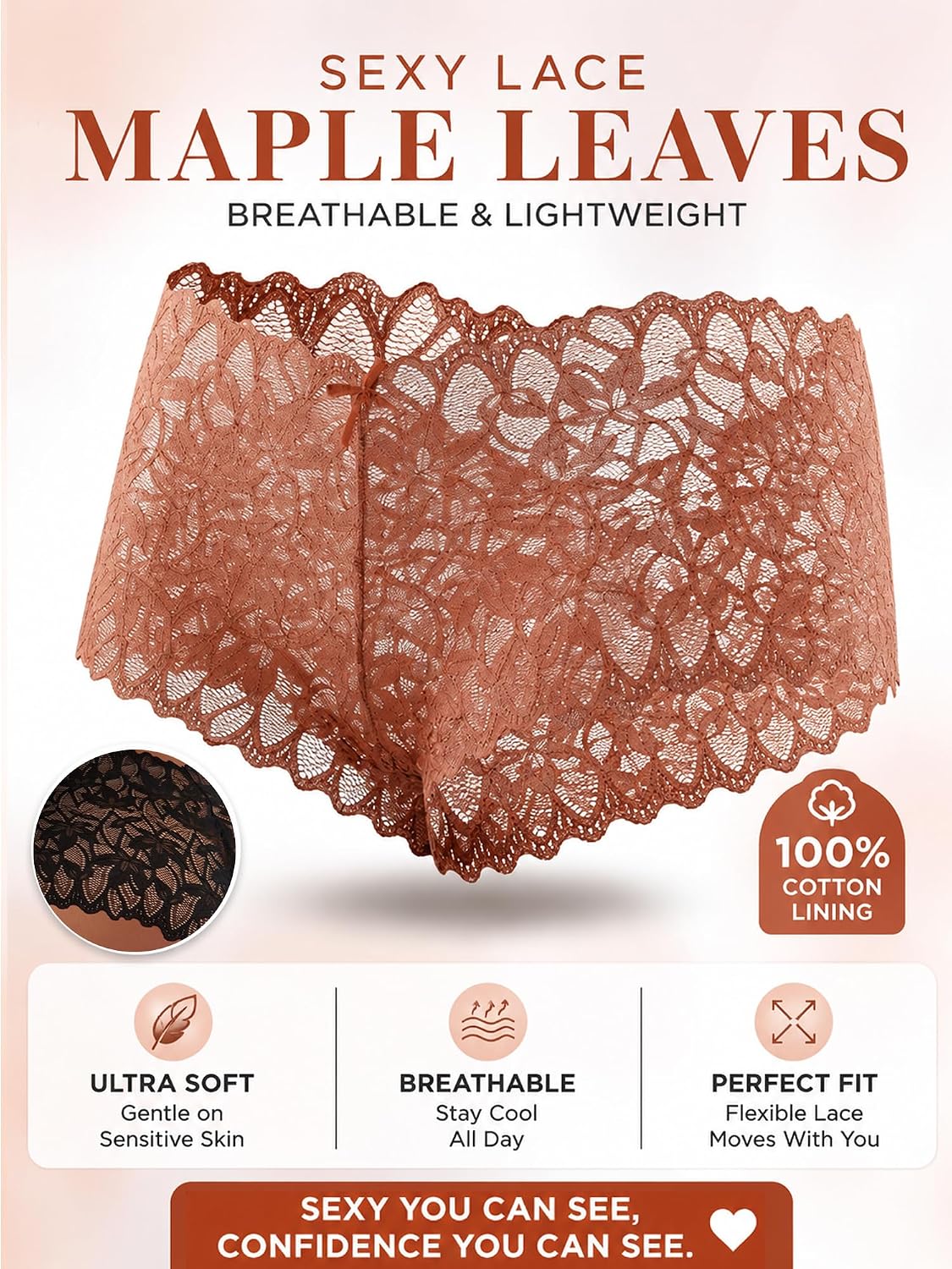 Detalle 1 de ALL OF SHE Lace Boyshort Underwear, 5-Pack of Plus Size V-Waist Panties