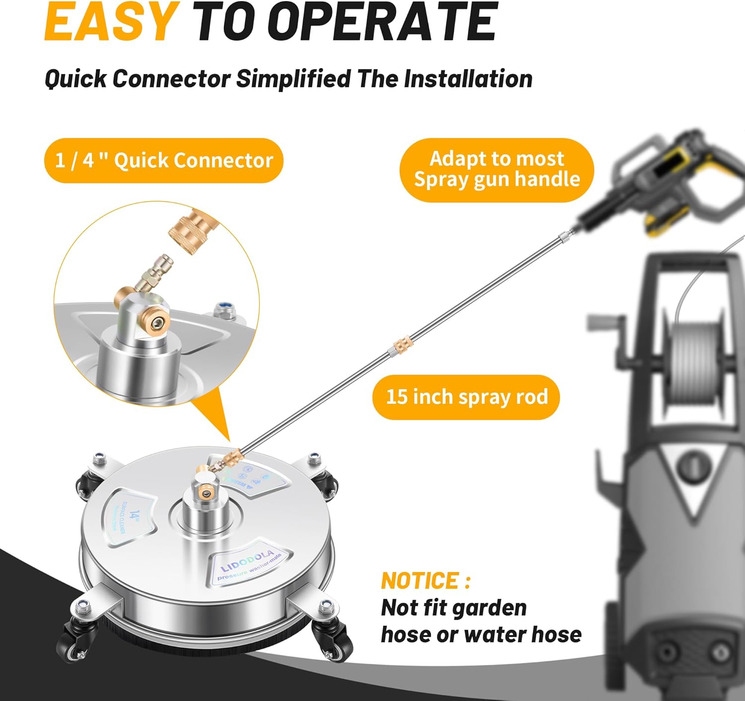 Thumbnail 4 de LidoDola PWS14 14" Pressure Washer Surface Cleaner with 4 Wheels