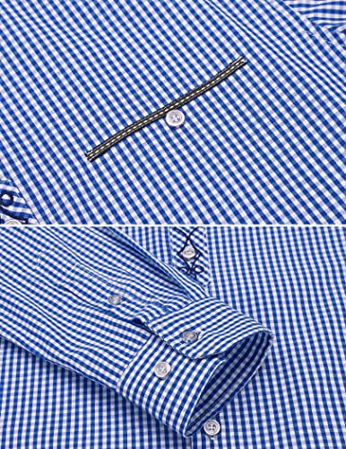 Thumbnail 3 de COOFANDY Herren Trachtenhemd Langarm – Kariertes Oktoberfest Hemd in Himmelblau, Regular Fit, XL
