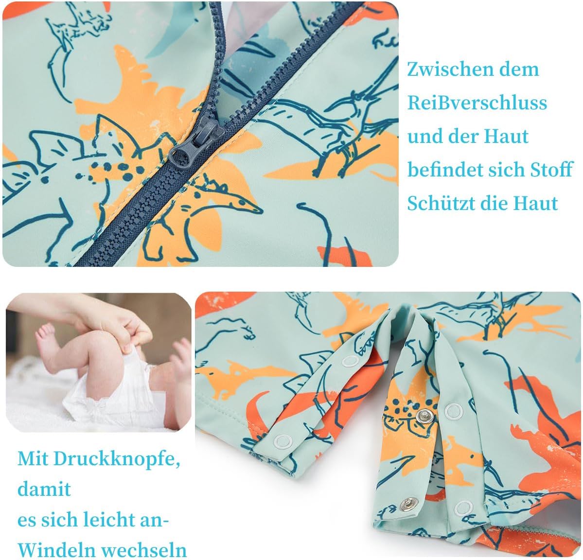 Detalle de UMELOK Baby Badeanzug mit Sonnenhut UV-Schutz (UPF 50+) für Baby Jungen
