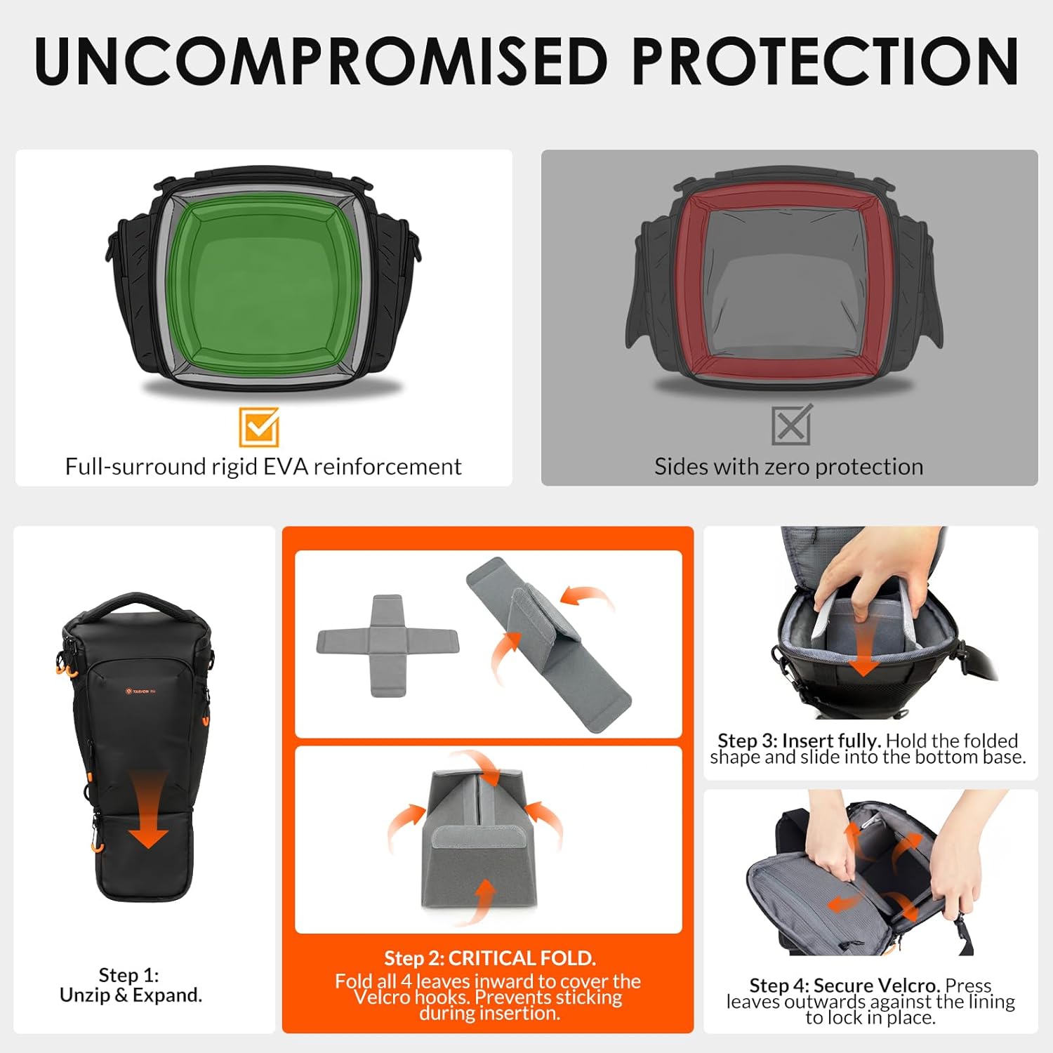 Thumbnail 6 de TARION DSLR Small Camera Bag - Expandable SLR Sling Bag Case with Detachable Strap & Waterproof Raincover (TriadPack)