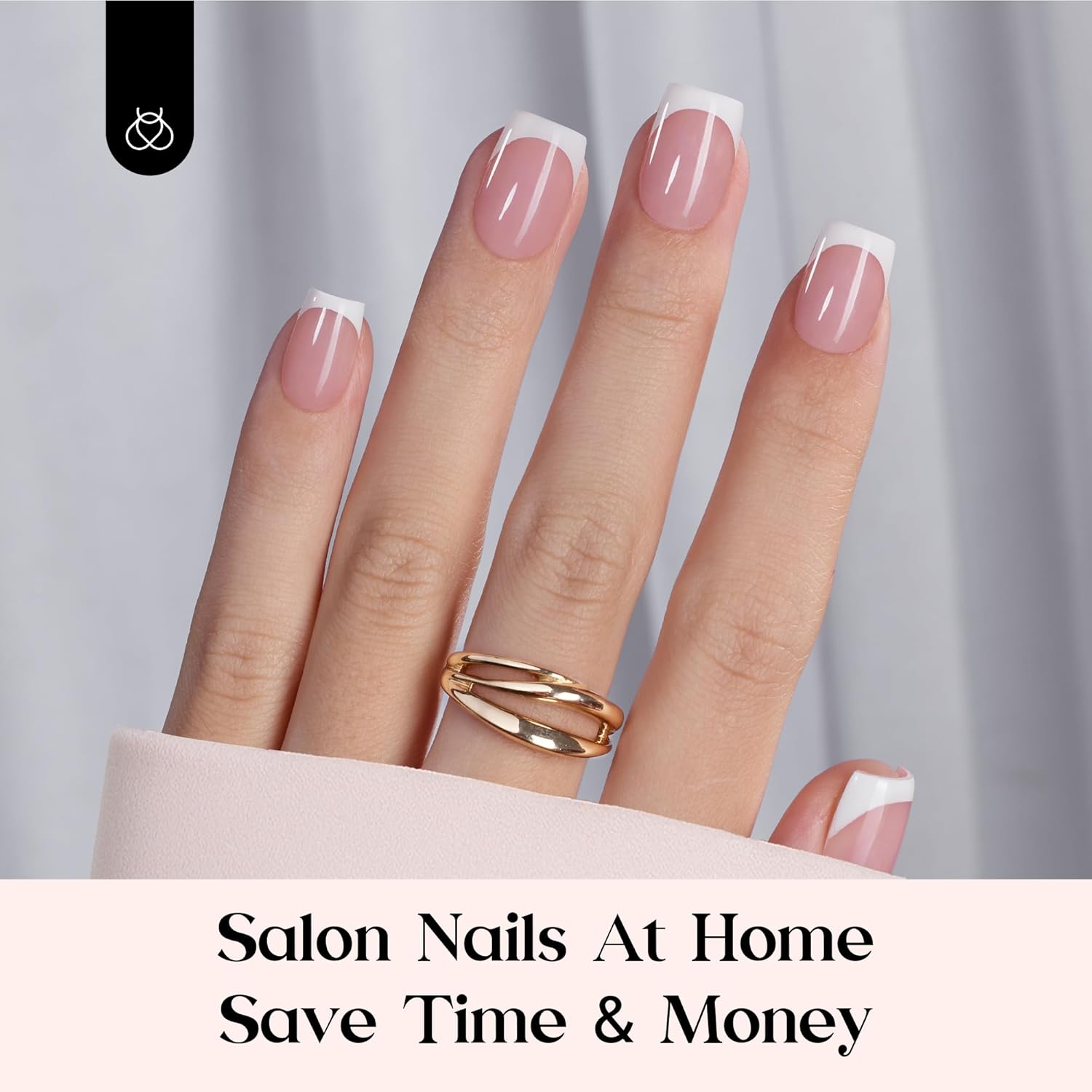 Detalle de beetles French Press On Nails 150er Set – kurze, quadratische Tips zum Aufkleben & DIY-French-Tipp