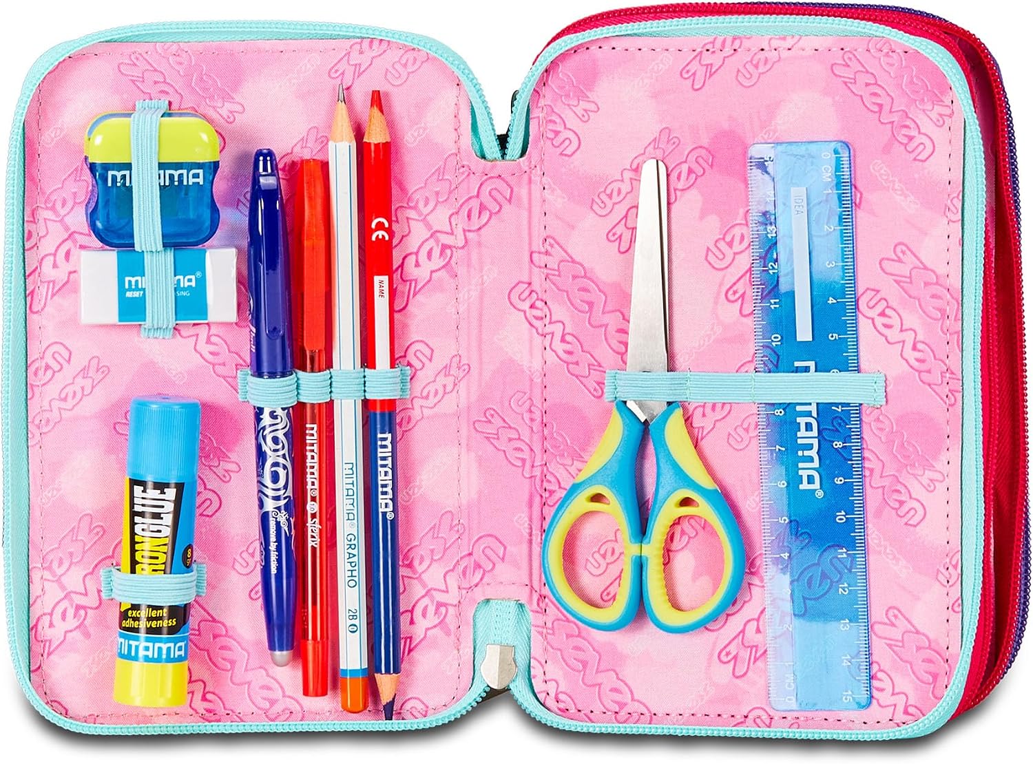 Detalle de Seven Astuccio Scuola Elementare a 3 scomparti con Set di Penne, Pennarelli e Matite – Shadefull Girl