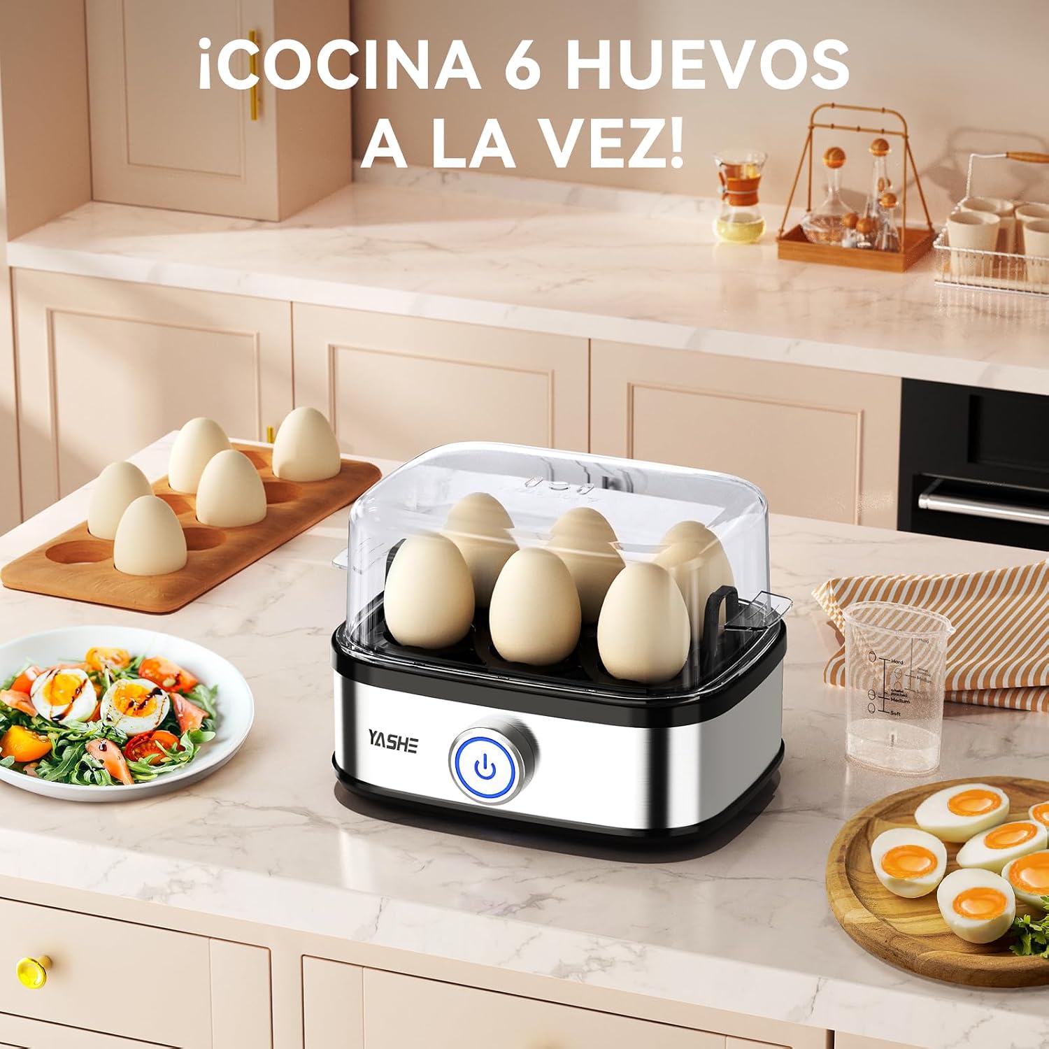 Detalle 2 de YASHE Cocedor de Huevos 400W 🍳 Fácil y Multifuncional