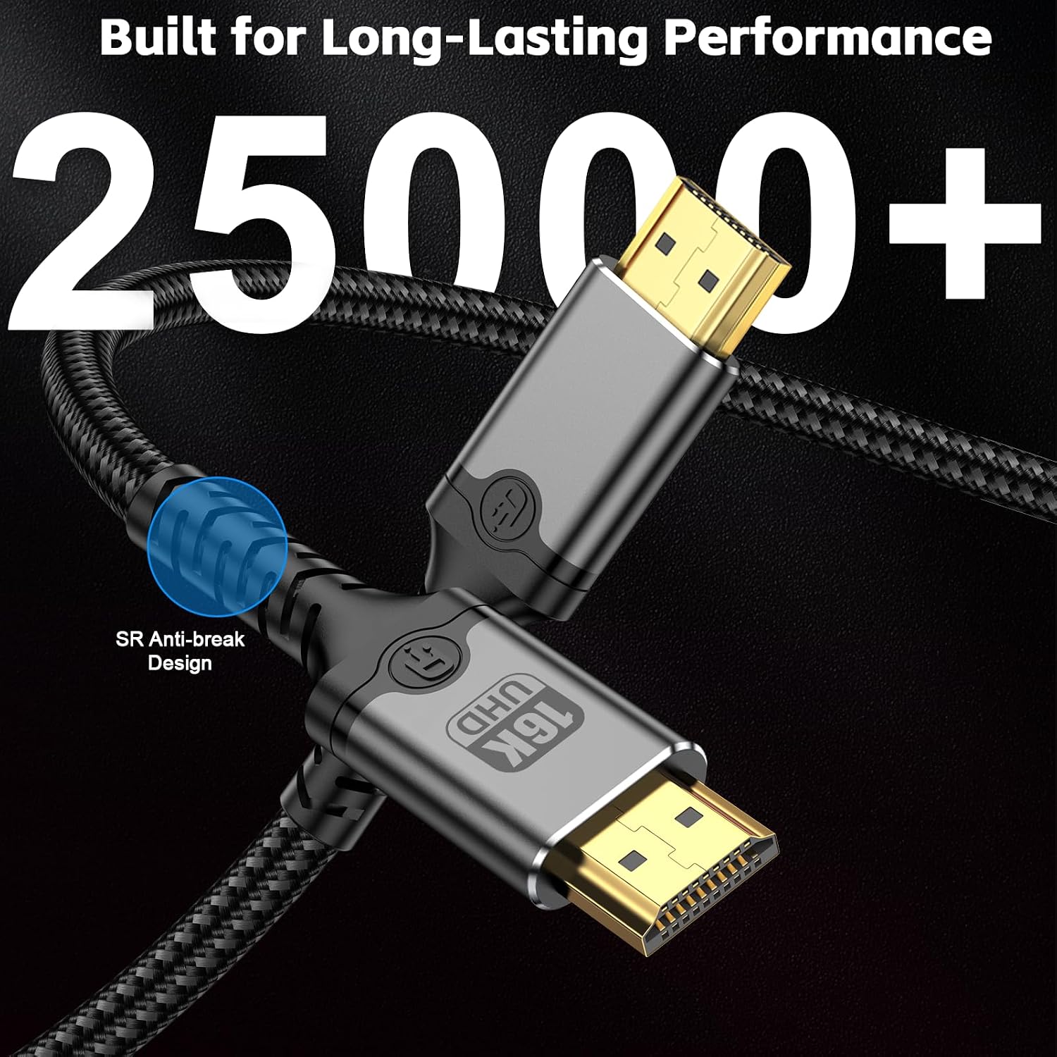 Detalle de Herfair 16K HDMI Cable (HDMI 2.2) Ultra High Speed Gold Plated 3m