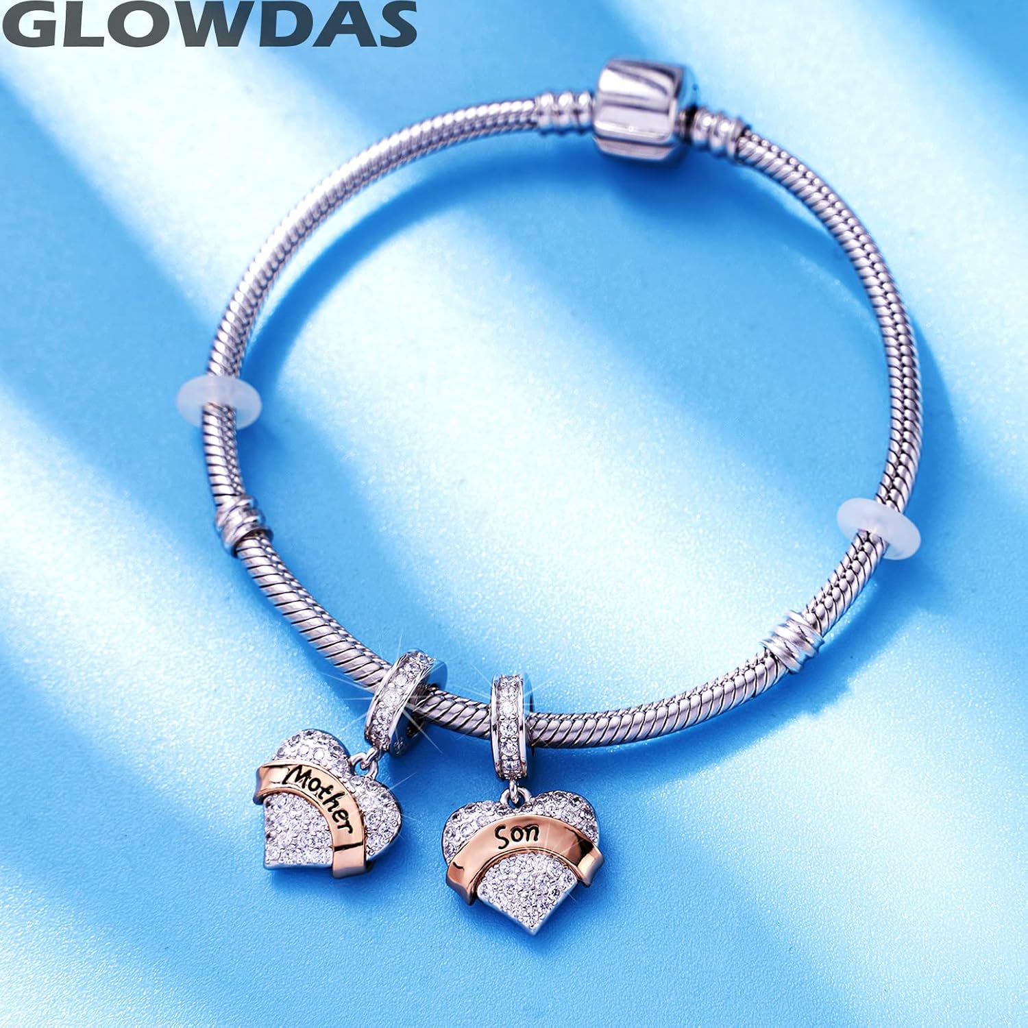Detalle de Family Charms 925 Sterling Silver Heart Pendant for European Bracelets