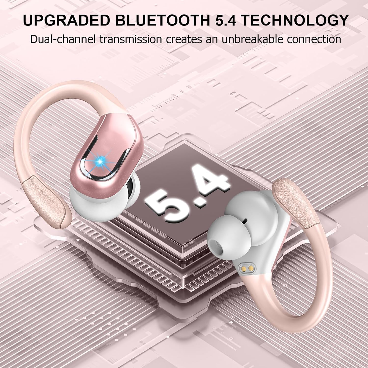 Thumbnail 2 de Wireless Earbuds with IPX8 Waterproofing, 5.4 Bluetooth, and 75H Battery — Sport-Ready Ear Hooks