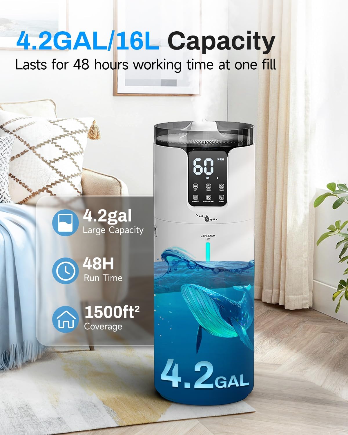 Detalle de Lacidoll Humidifier 16L for 1500 ft² 🏠