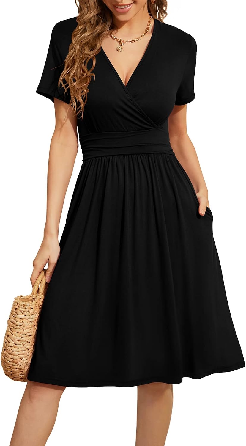Detalle de WEACZZY Women's V-Neck Floral Dress with Pockets