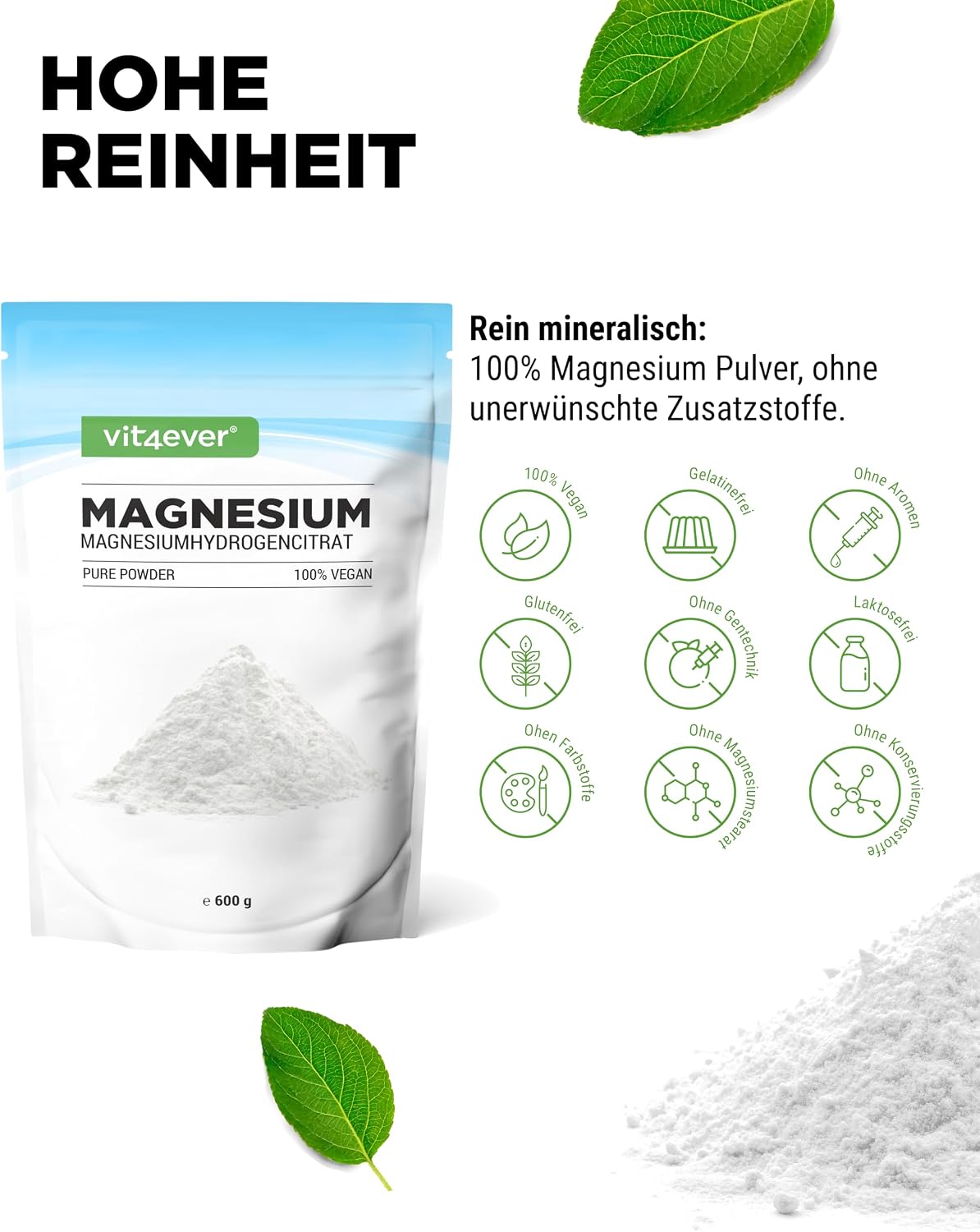 Detalle de Vit4ever Magnesium Pure 600 g Pulver