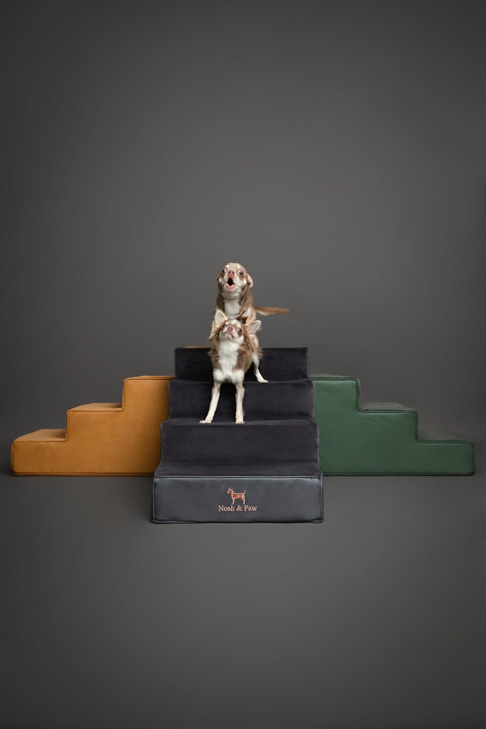 Thumbnail 6 de Noah & Paw Dog Stairs Leather Collection – 17" Extra Wide Bed Ramp, Durable 4-Step Foam Dog Stairs