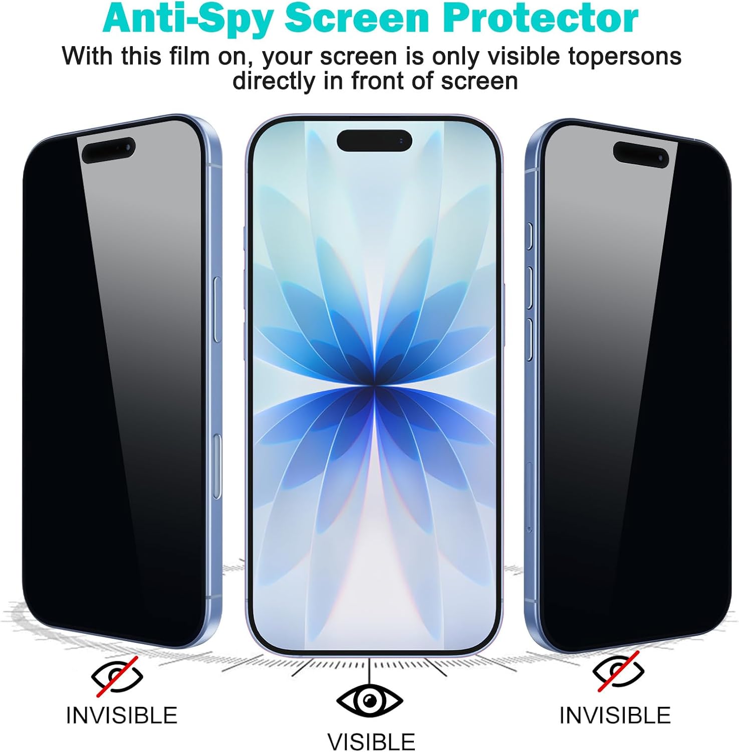 Thumbnail 3 de PEHAEL 3+3 Pack for iPhone 17 Privacy Screen Protector with Camera Lens Protector – Full Coverage, Anti-Spy, 9H Tempered Glass