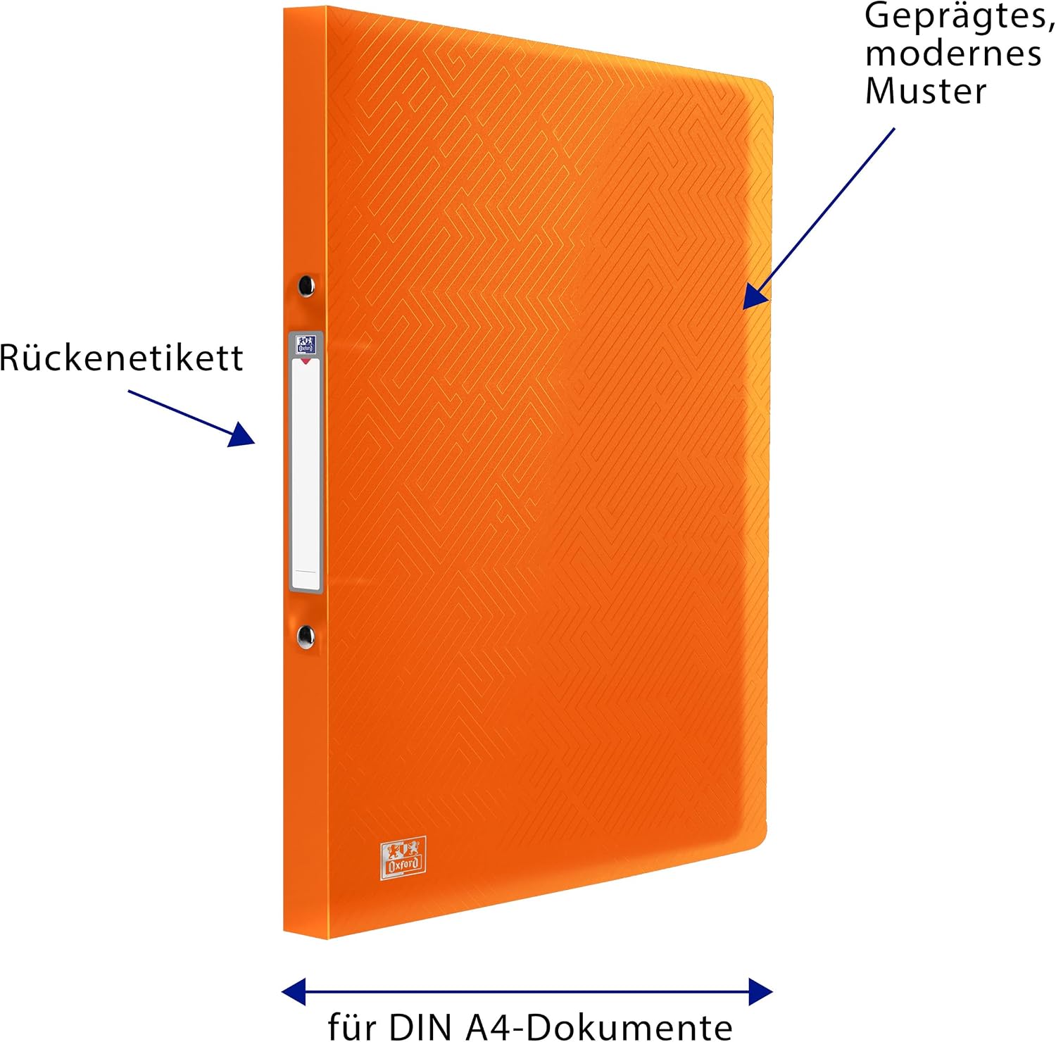 Detalle de Oxford URBAN Ringbuch A4, 2 cm Rücken, transluzent, 10 Stück – 8 Farben