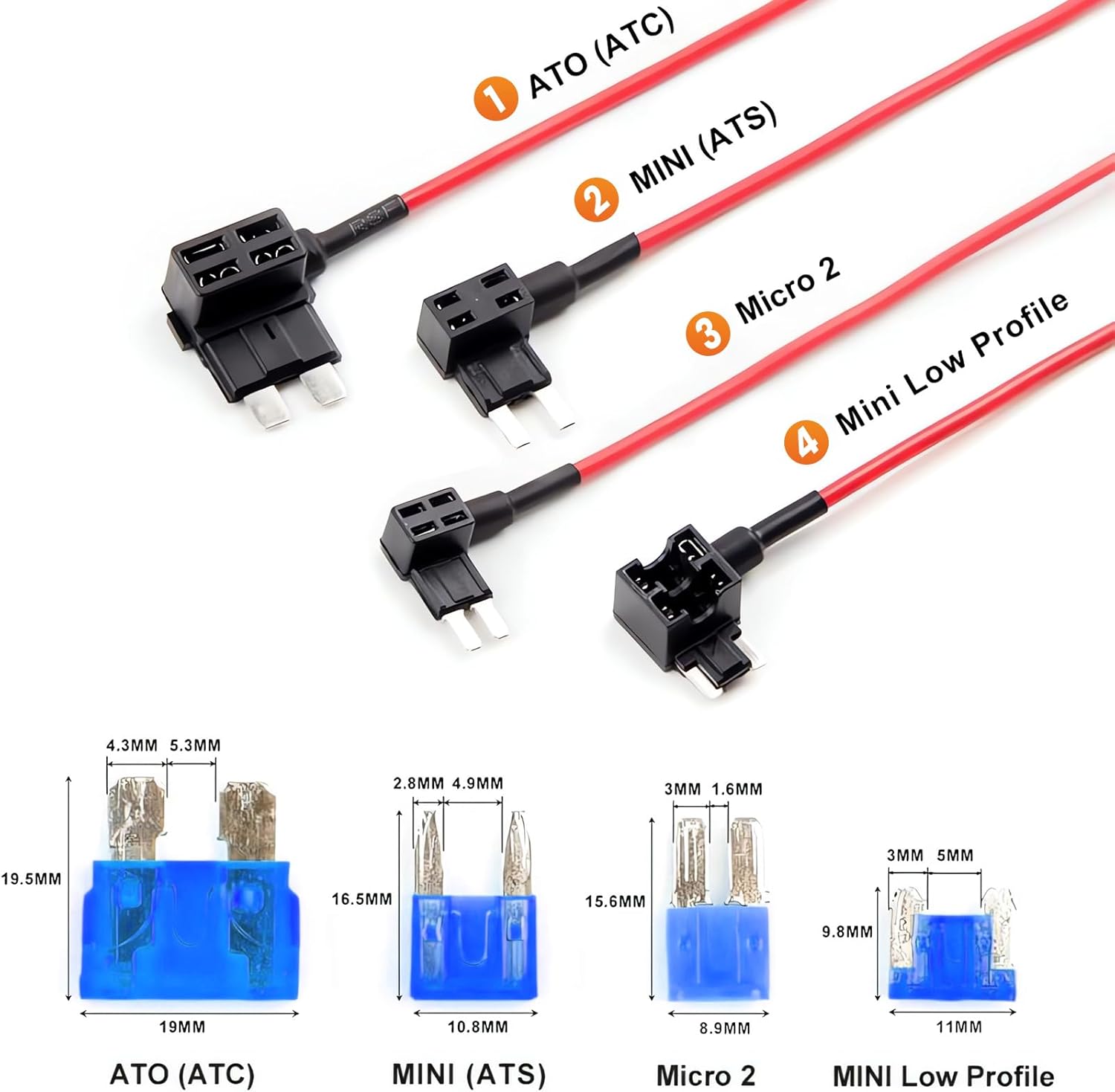 Detalle 2 de GKU Upgraded Dash Cam Hardwire Kit with 8 Fuse Tap Set for 12V–24V Vehicles (3m Type-C ACC Cable)