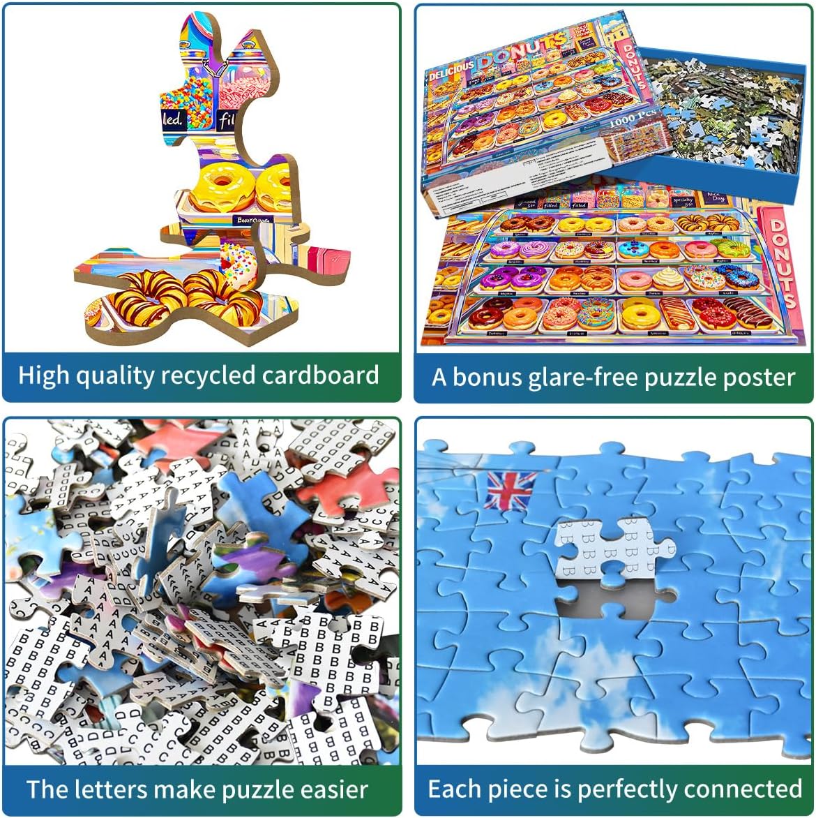 Detalle 1 de HUADADA Rainbow Donut Bakery 1,000-Piece Jigsaw Puzzle for Adults
