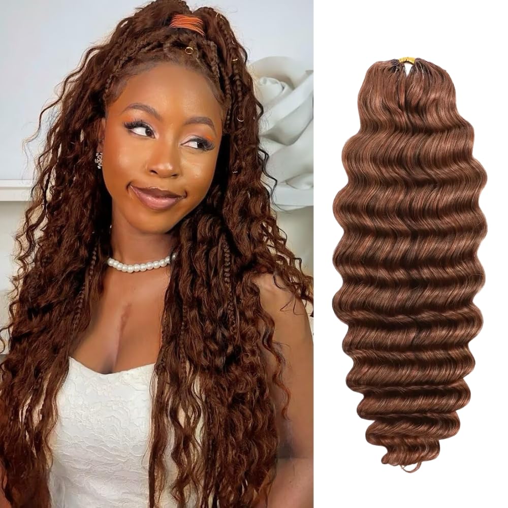 Thumbnail 6 de Limited Beauty Auburn Ginger Deep Wave Crochet Human Hair Extensions (2 Packs, 120g) - 20inch, Knotless, Burmese Curl