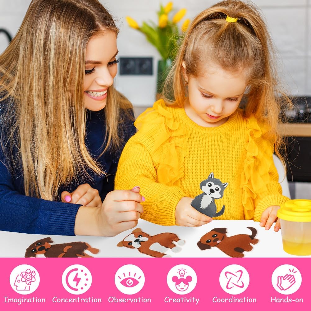 Detalle de Vicloon 12PCS Confezione da Cucito in Feltro per Bambini — Kit Creativo per Principianti (Cane)