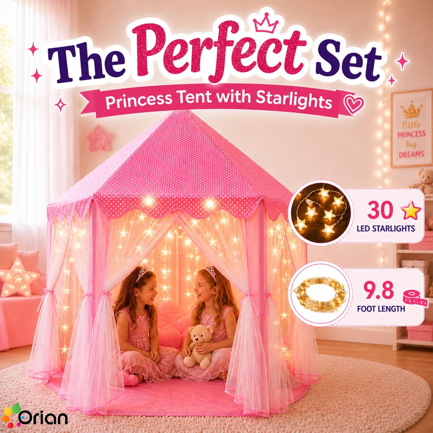 Thumbnail 2 de ORIAN Princess Castle Play Tent 55" ⛺