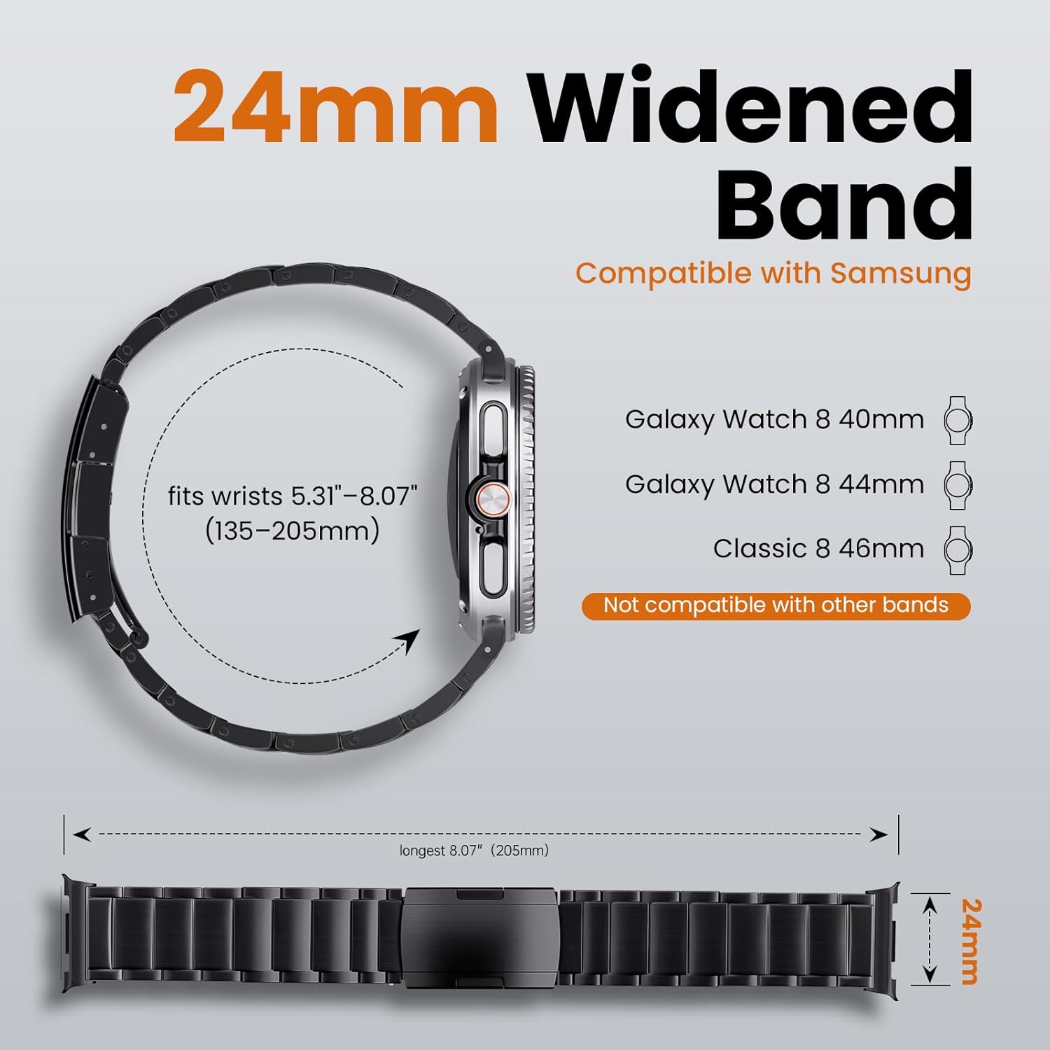 Thumbnail 3 de LULULOOK Titanium Strap for Samsung Galaxy Watch 8 & 8 Classic (2025) – Adjustable 40/44mm and 46mm, Folding Clasp