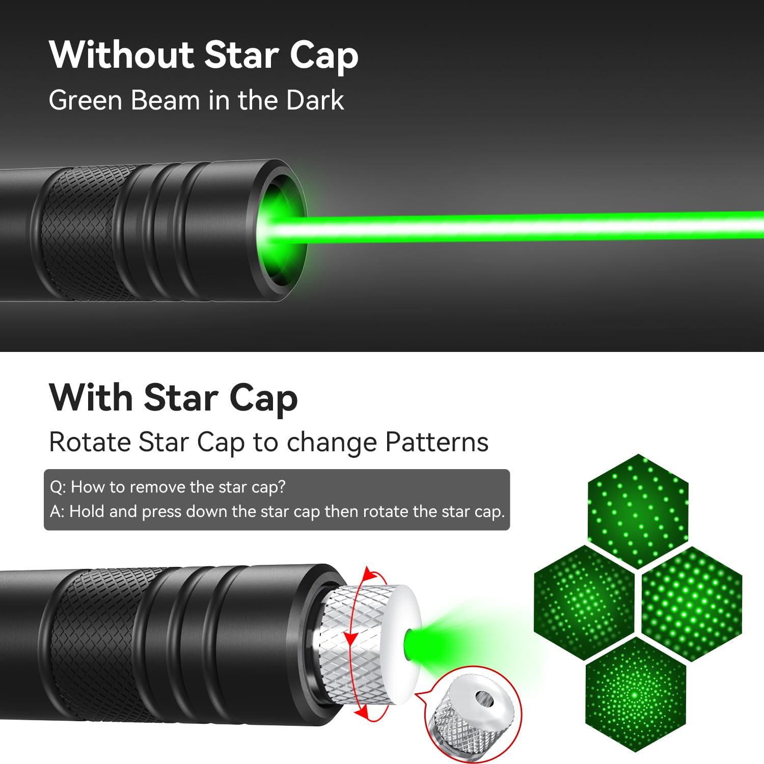 Detalle 2 de MIPREZT Rechargeable Green and Red Laser Pointer Set, 2-Pack, Aluminum