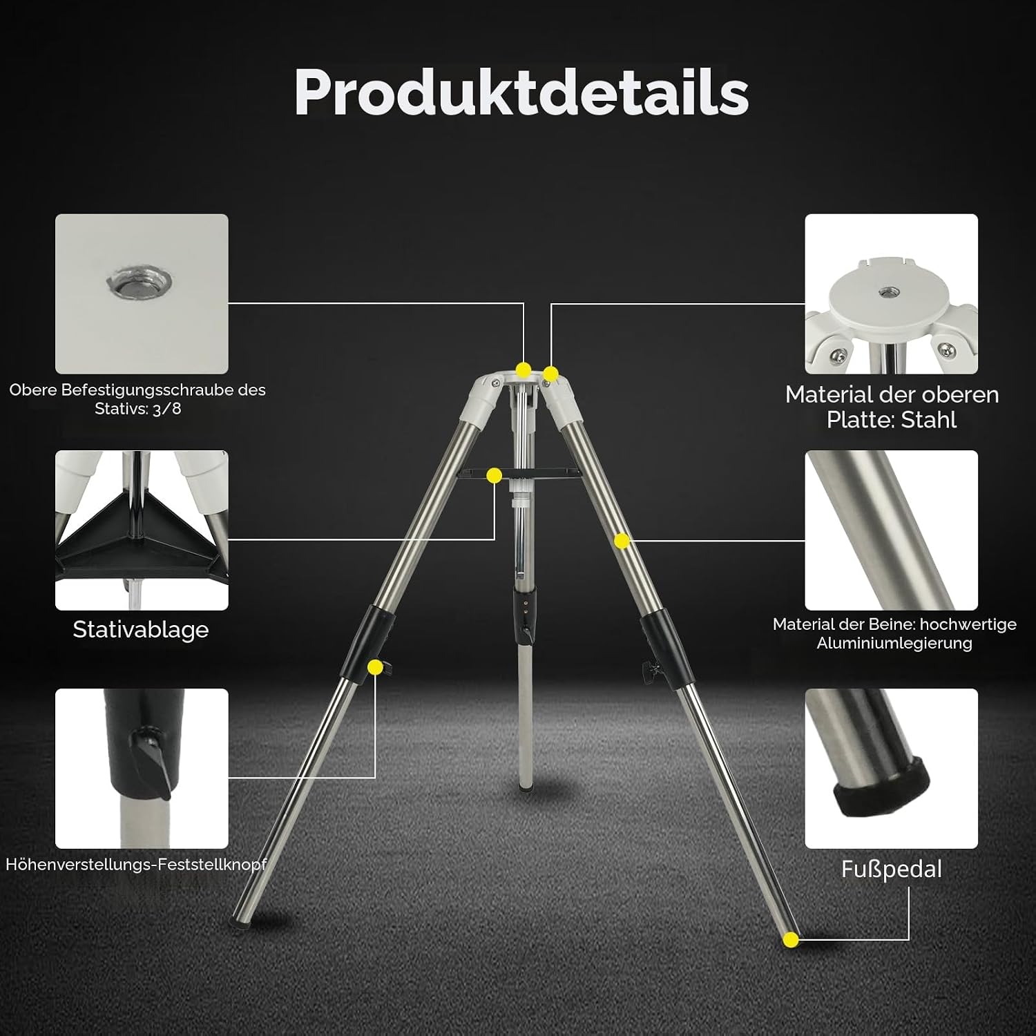 Detalle de Svbony Aluminium-Teleskopstativ – ausziehbar, tragbar und robust, kompatibel mit Alt-Azimut SV225