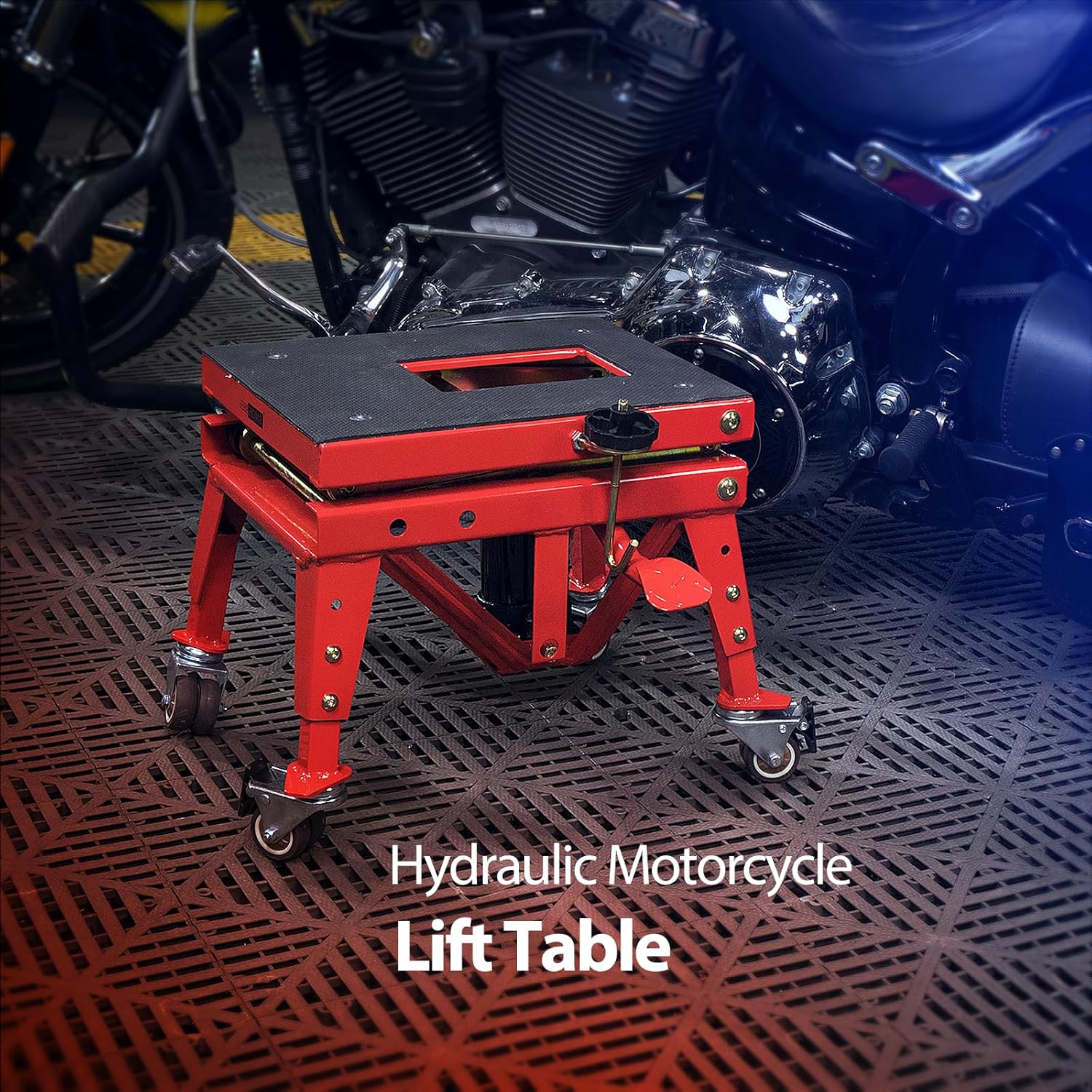 Thumbnail 1 de VIVOHOME 160kg Hydraulic Motorcycle Lift Jack Stand with 4 Wheels