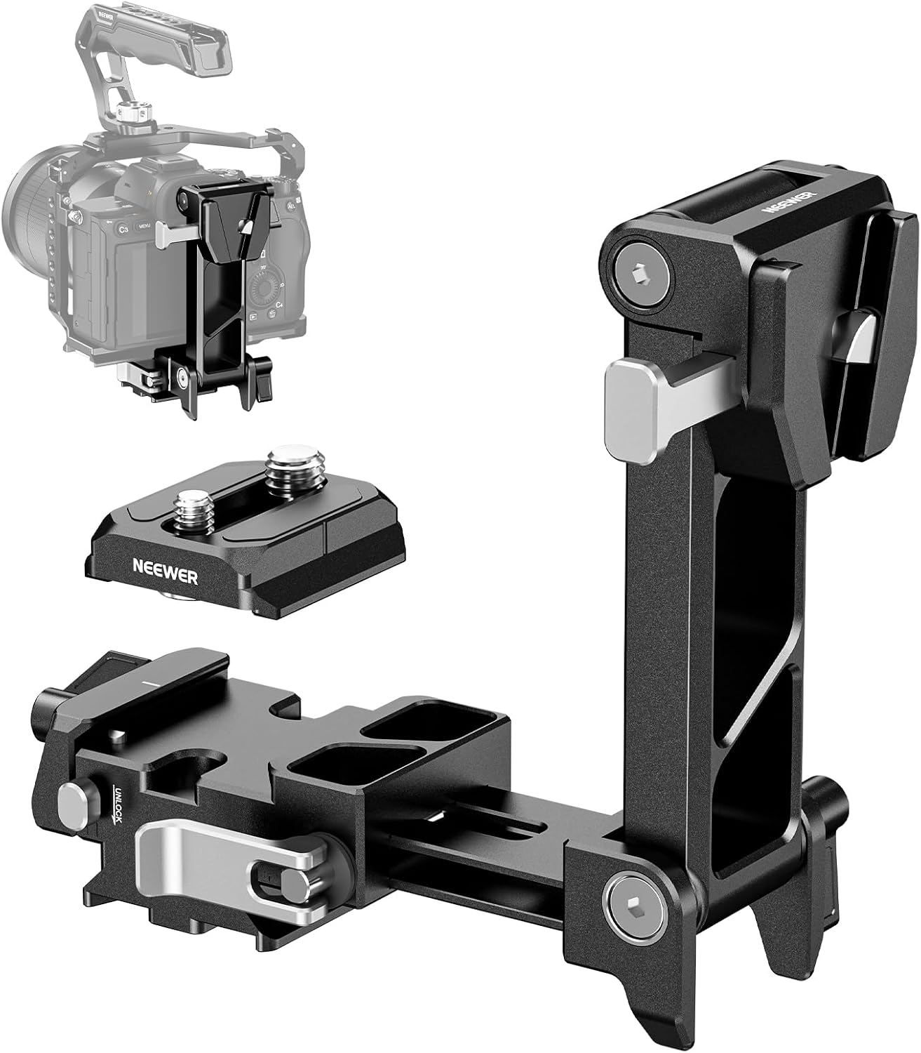 Thumbnail 6 de NEEWER V Mount Battery Plate with Arca Type QR Plate for DJI RS4/RS3 Gimbals and V-Lock Power Setups