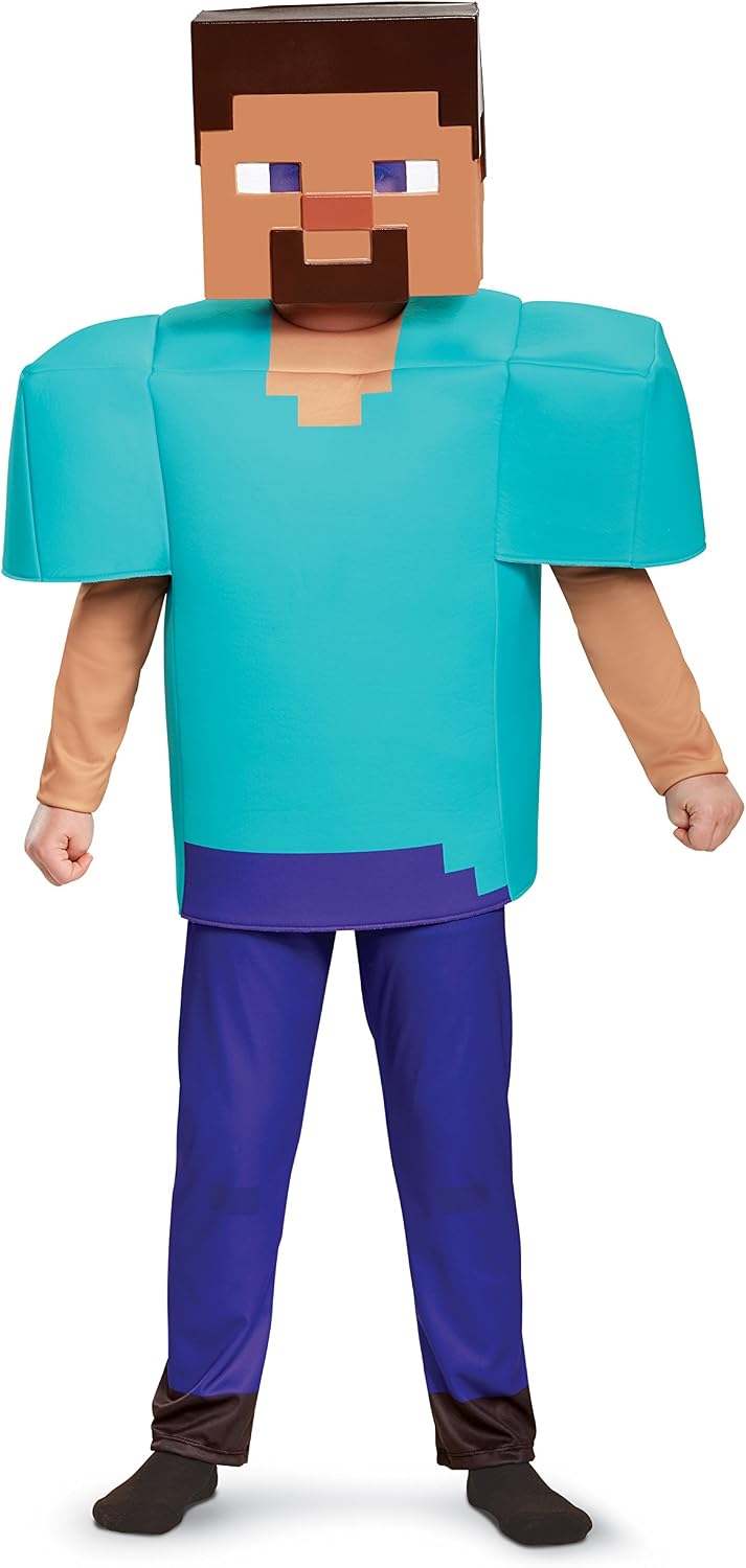 Detalle de Disguise Minecraft Steve Deluxe Costume for Kids, Size 10–12, Tunic, Pants & Mask