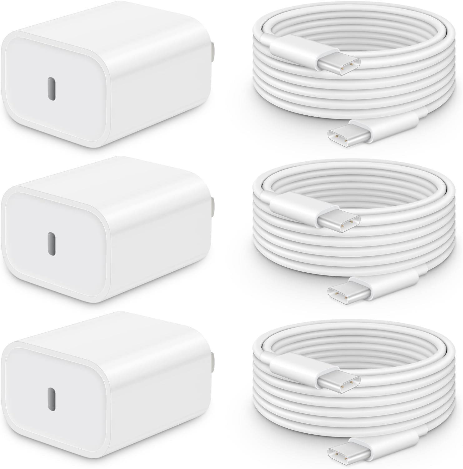 Detalle de CXX CA-43T 20W USB-C Charger 3-Pack with 6-Foot Cables