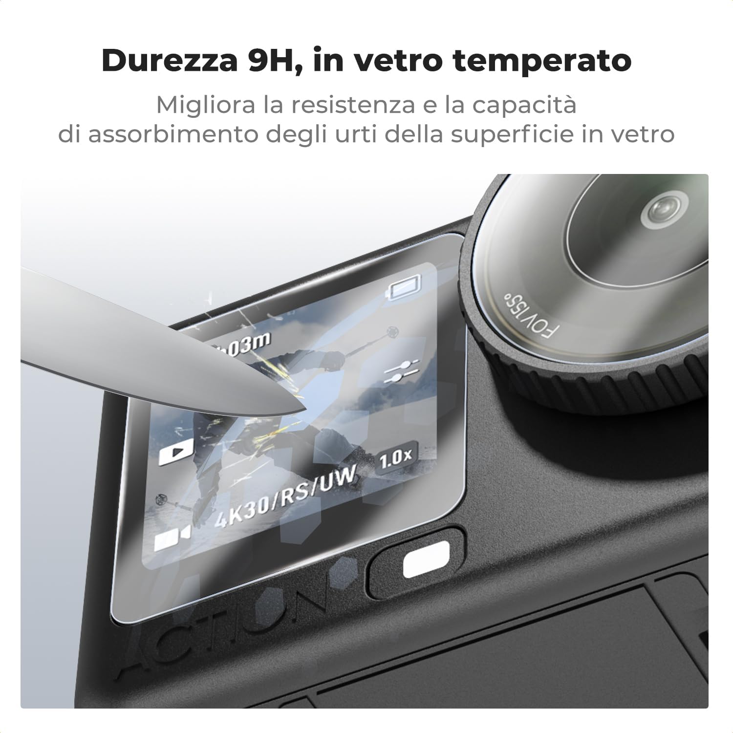 Thumbnail 3 de K&F CONCEPT Proteggi schermo in vetro temperato per DJI Osmo Action 6 – confezione da 2