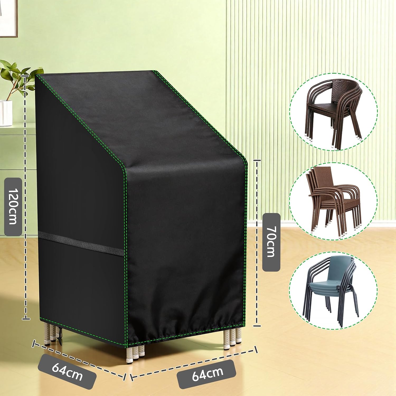 Detalle de Zocipro HBT-G037 tuinstoelhoezen, 210D Oxford, waterdicht, verstelbaar, 2 stuks