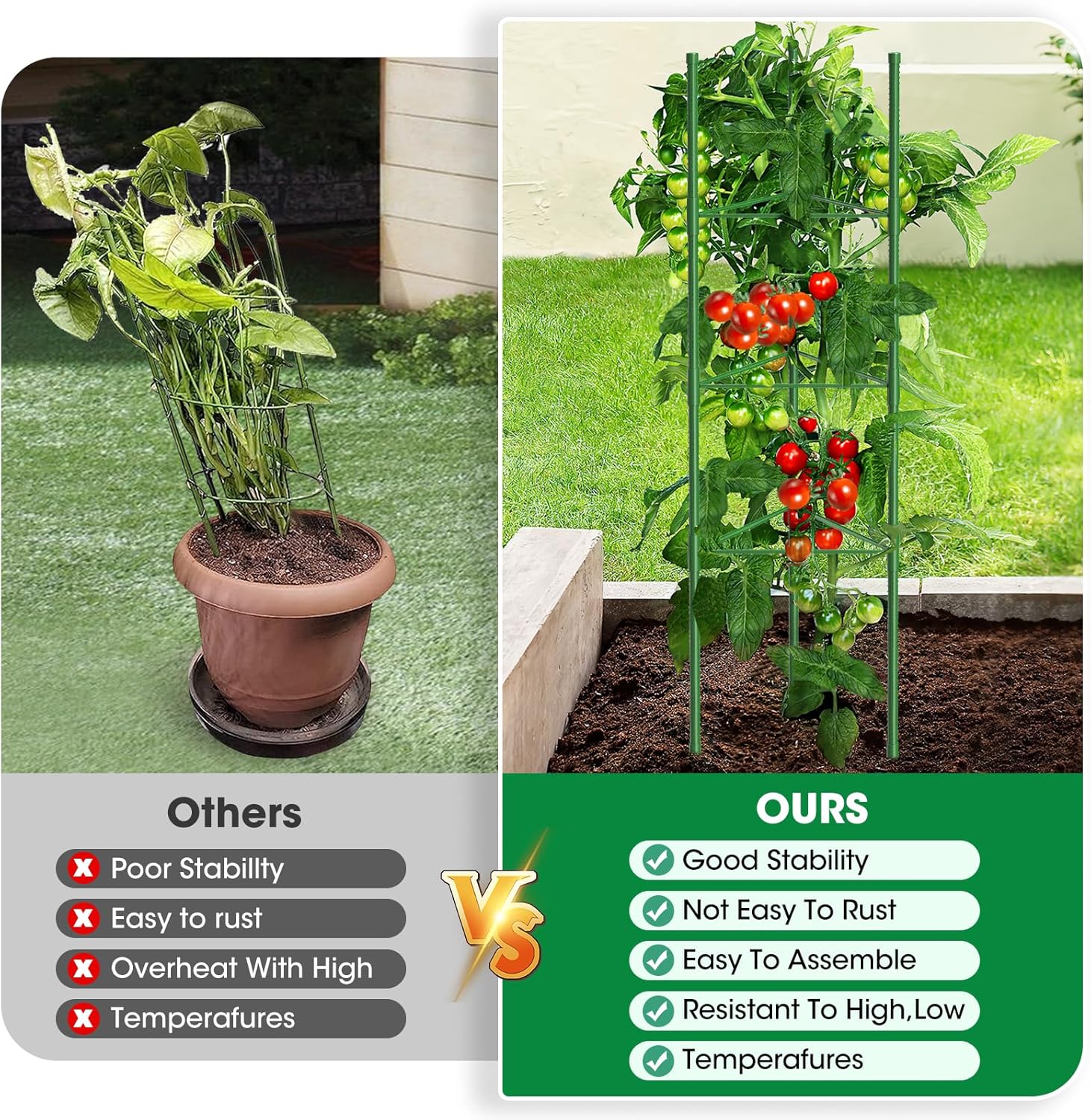 Thumbnail 6 de MQUPIN Tomato Cage and Plant Trellis – 130cm Adjustable Support Stand (3 Packs)